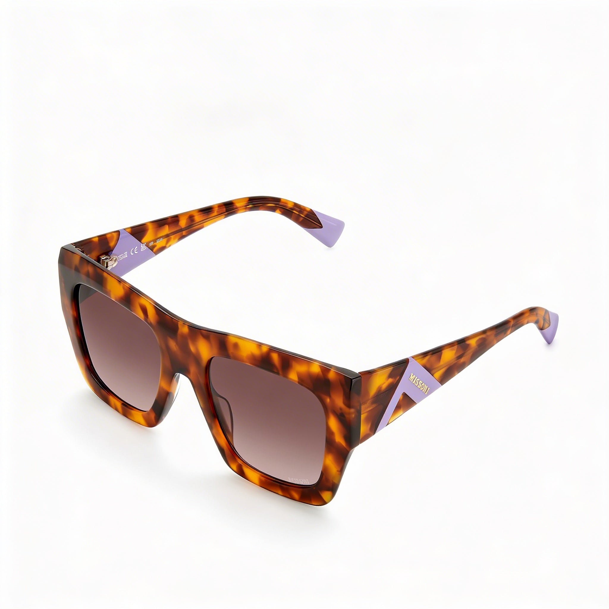 Gafas de sol Missoni Classic Unisex de acetato con montura Habana Miel, degradado marrón y protección UV, 52 mm, Photo 2
