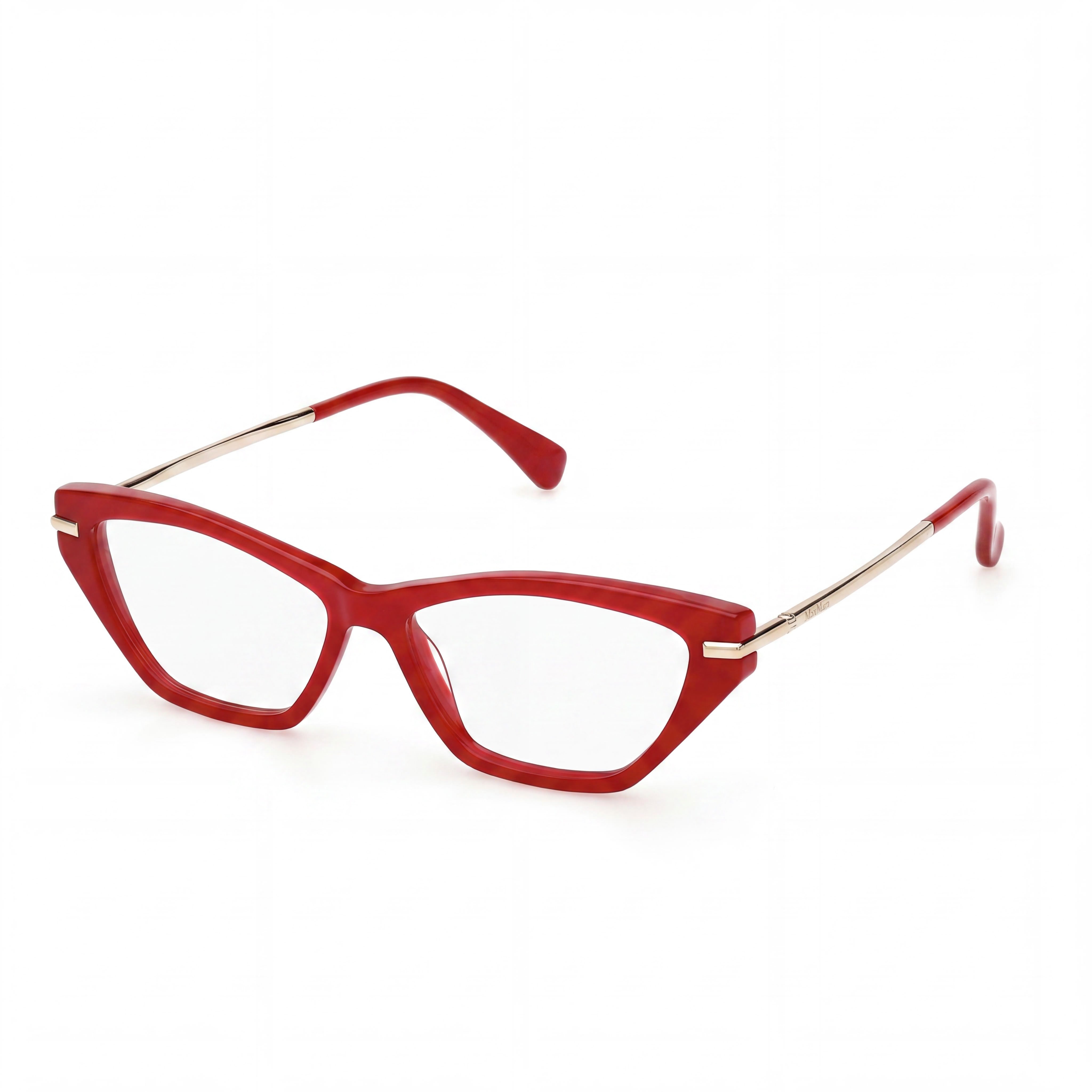 MaxMara MODERNO Women's Plastic Sunglasses Light Red / Pale Gold Frame, Red Lenses 53mm, Photo 1