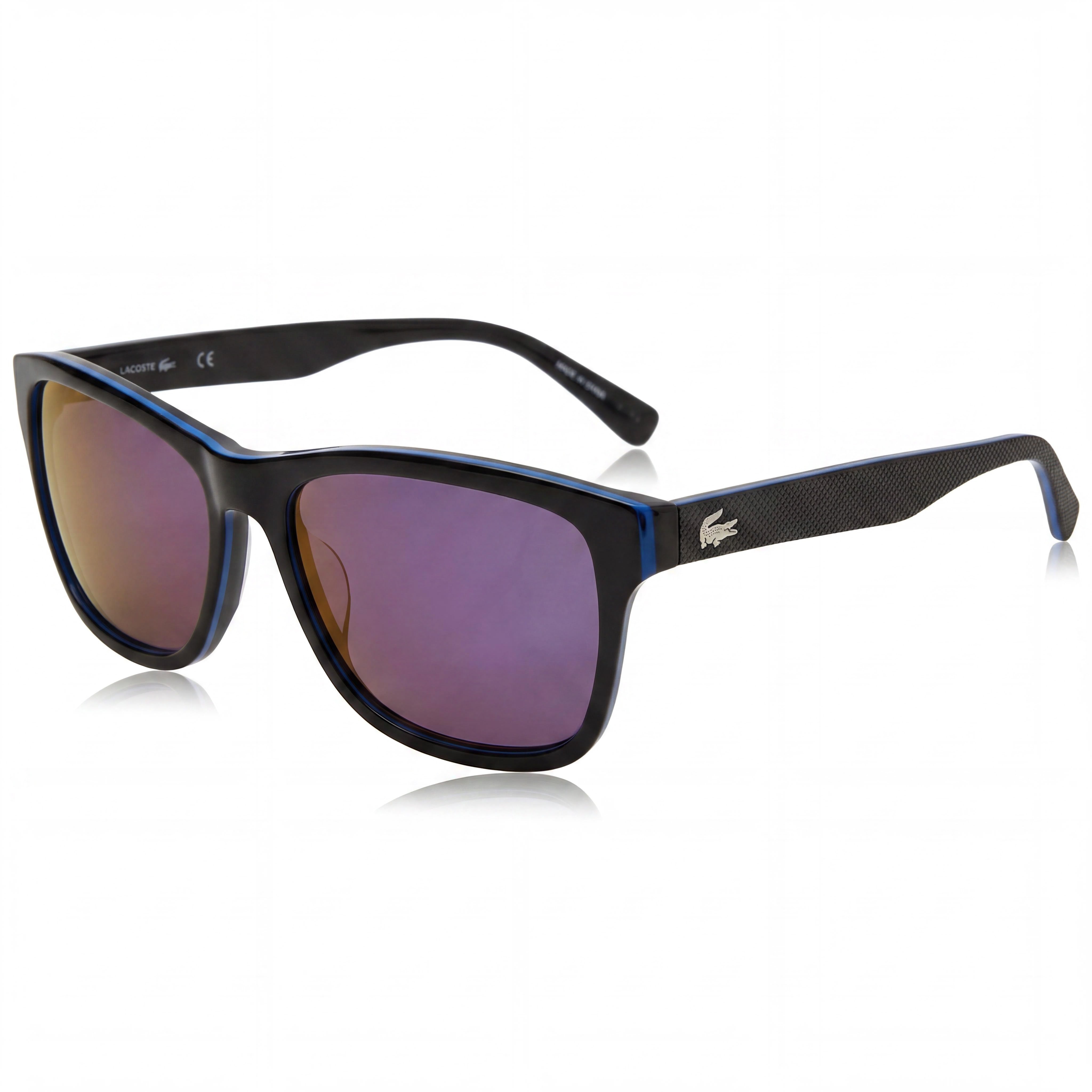 Gafas de sol unisex Lacoste con lentes marrones antirreflejos con protección UV, armazón de plástico (plomo medio, negro, azul belleza), 55 mm, Photo 1