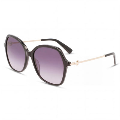 Gafas de sol Longchamp LO705S informales para mujer, montura de aluminio en blanco y negro, lentes negras con protección UV de 57 mm