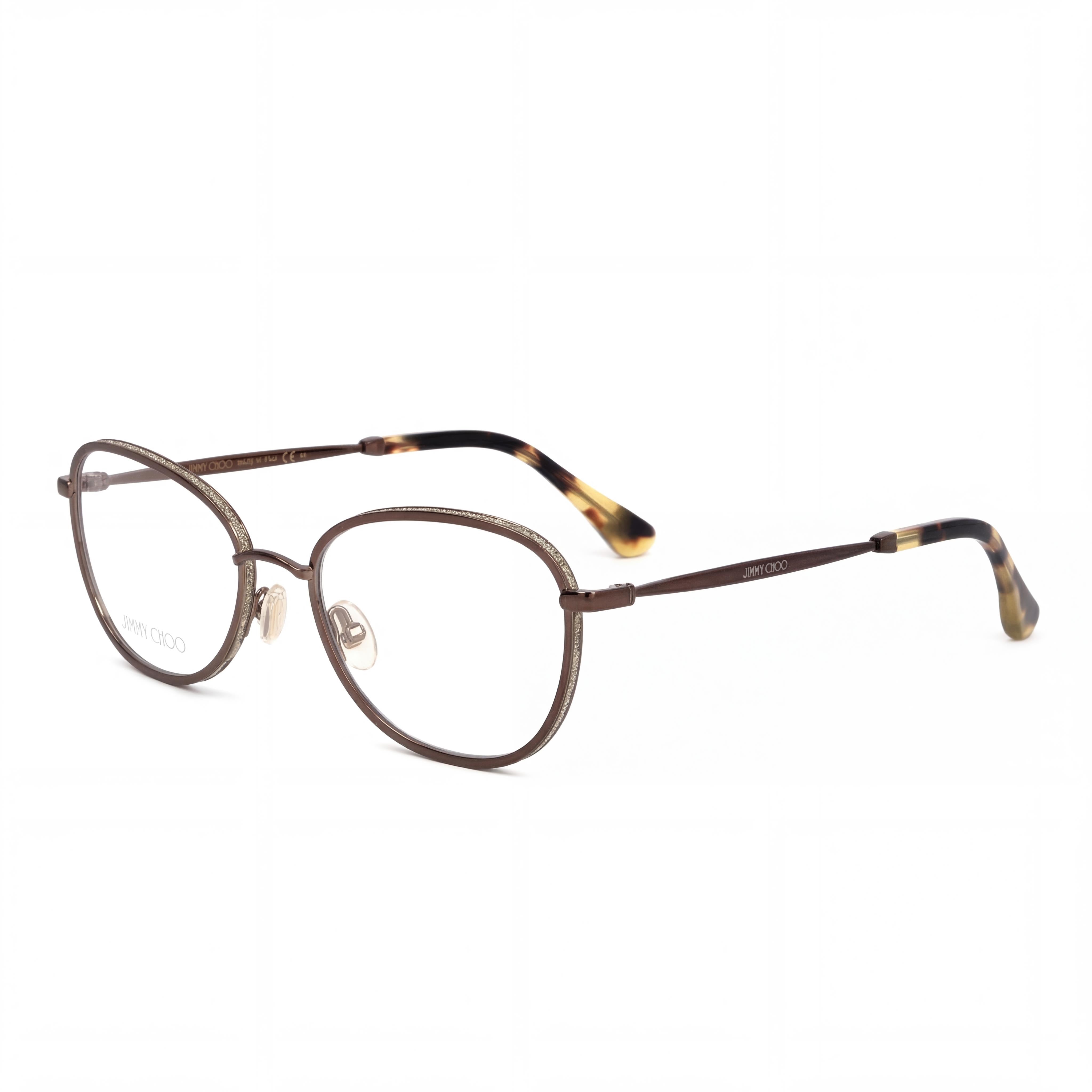 Gafas ópticas ovaladas para mujer JIMMY CHOO Crystal & Glitter, metal marrón con adornos de cristal, 54 mm, Photo 1
