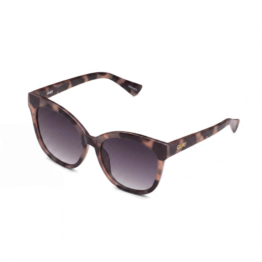 QUAY AUSTRALIA Cat Eye Women's Milk Tortoise Smoke Plastic Frame with Smoke Lenses, UV Protection, 59mm