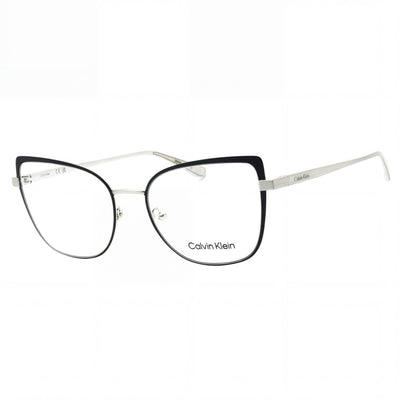 Gafas unisex Calvin Klein CK22101 Cat Eye con montura de metal negro y plateado, lentes de 54 mm de ancho