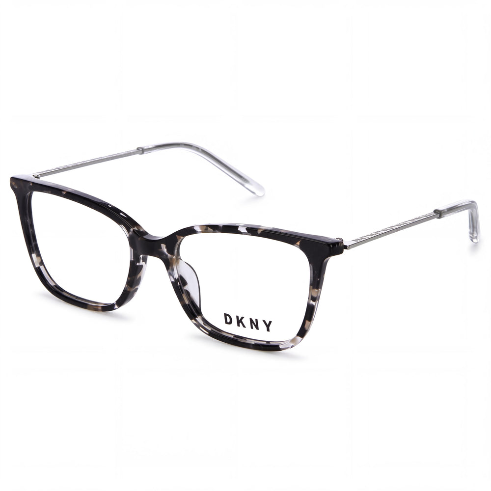 DKNY Dk7008 Unisex Eyeglasses featuring a Black Tortoise Alloy Steel Frame and Polycarbonate Non-Polarized Lenses 52mm