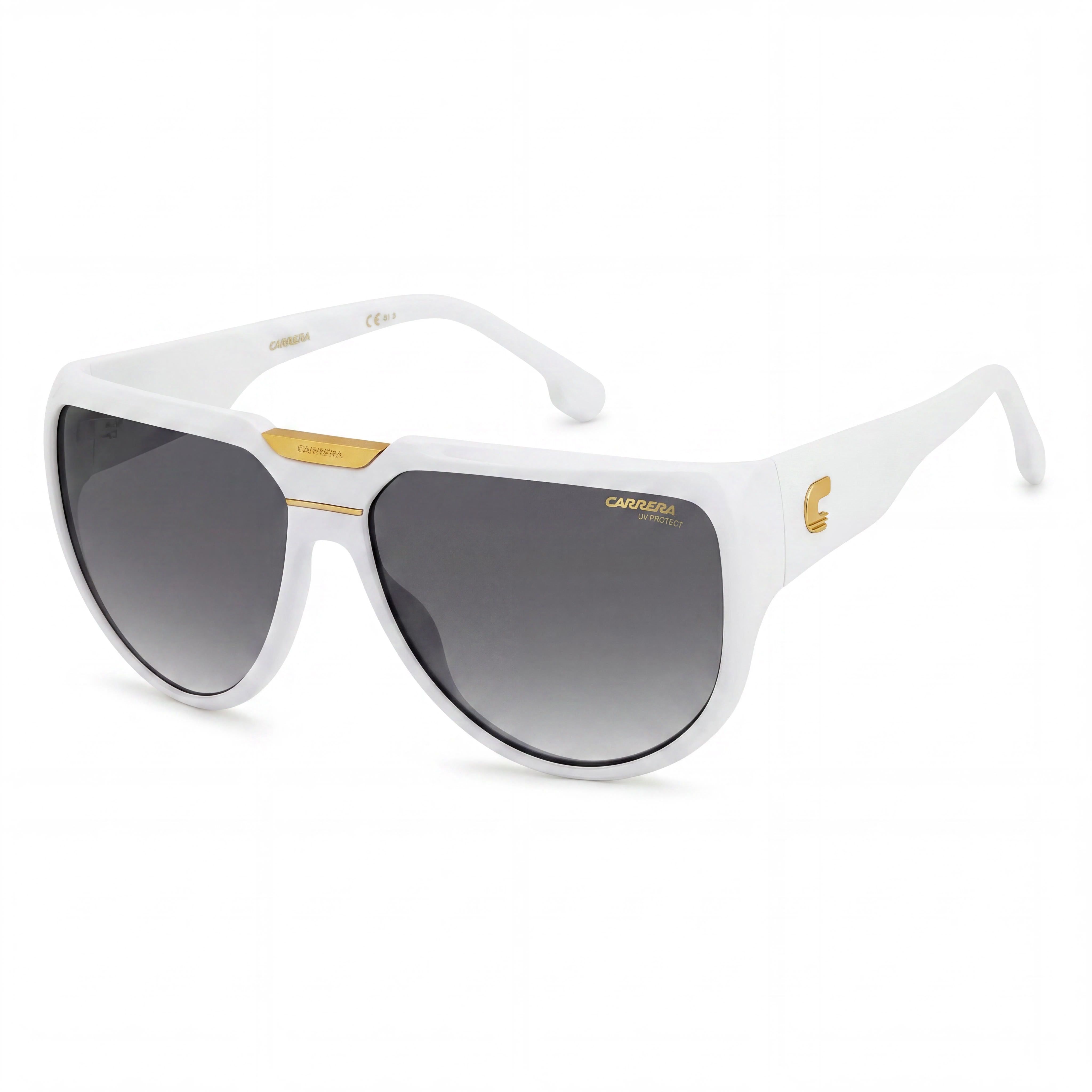 Carrera Contemporary Unisex White Grey Shaded Injection Propionate Gradient Sunglasses with UV Protection 62mm, Photo 1