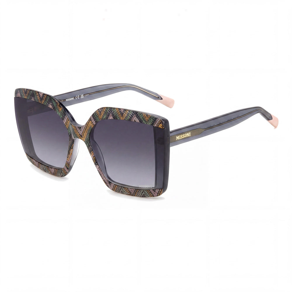 M Missoni 0186/S Women's Sunglasses with Grey Pattern Green Acetate Frame and Polycarbonate Non-Polarized Lenses 62mm