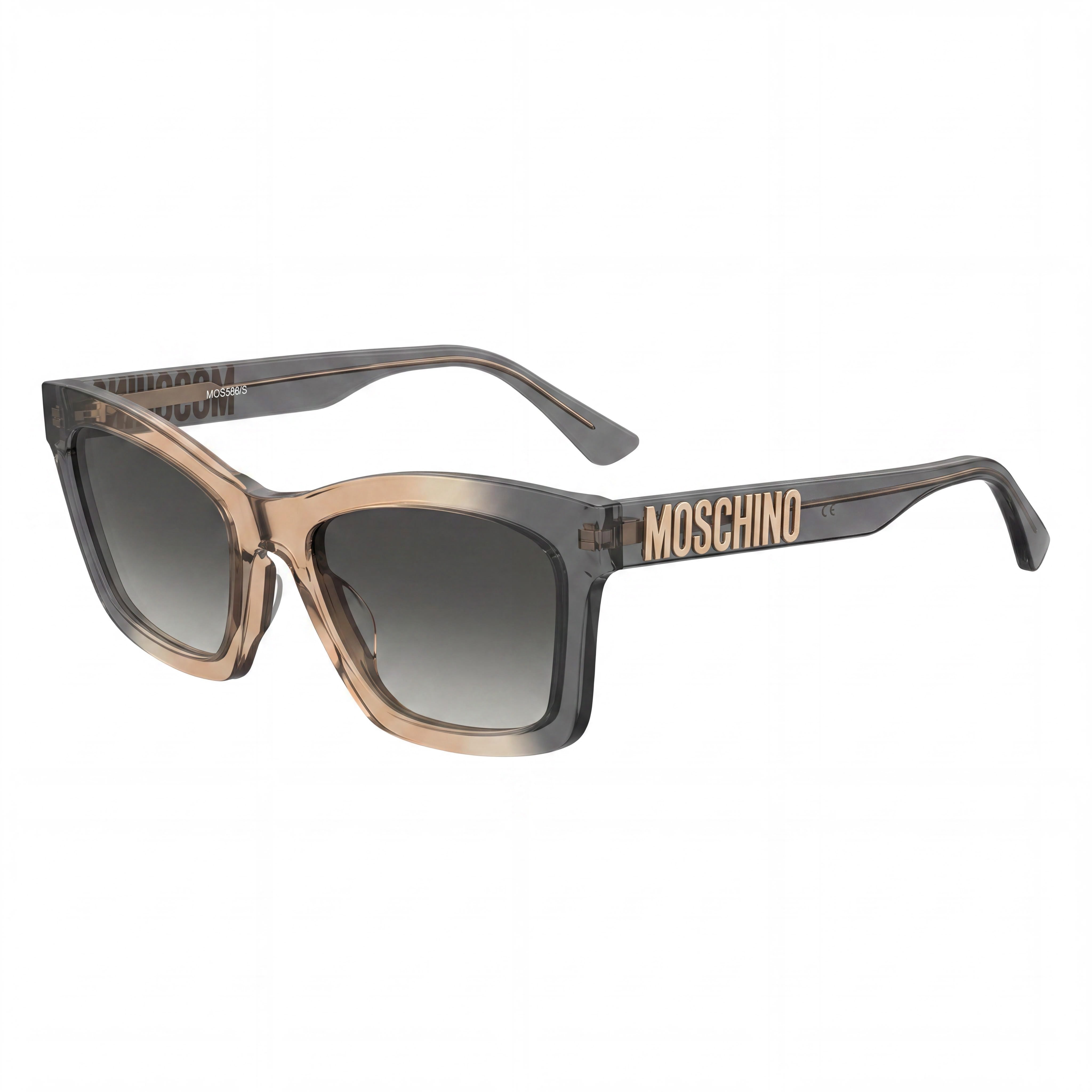 Gafas Moschino modernas de acetato de alta calidad gris ocre para mujer, ligeras, con protección UV, 54 mm de ancho de lente, Photo 1