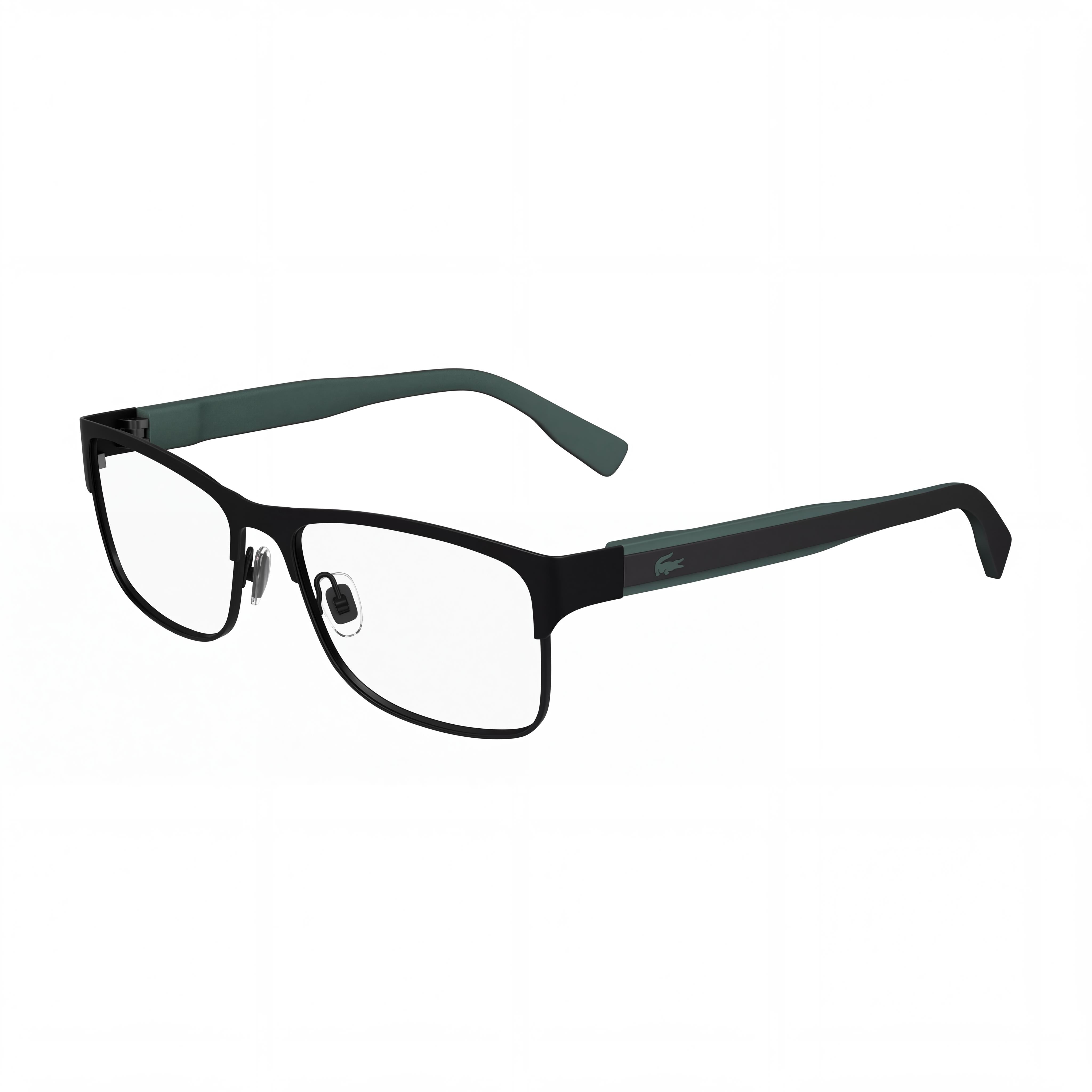 Lacoste Modern Eyeglasses for Unisex with Matte Black Metallo Frame and Matte Black Polycarbonate Lenses 55mm, Photo 1