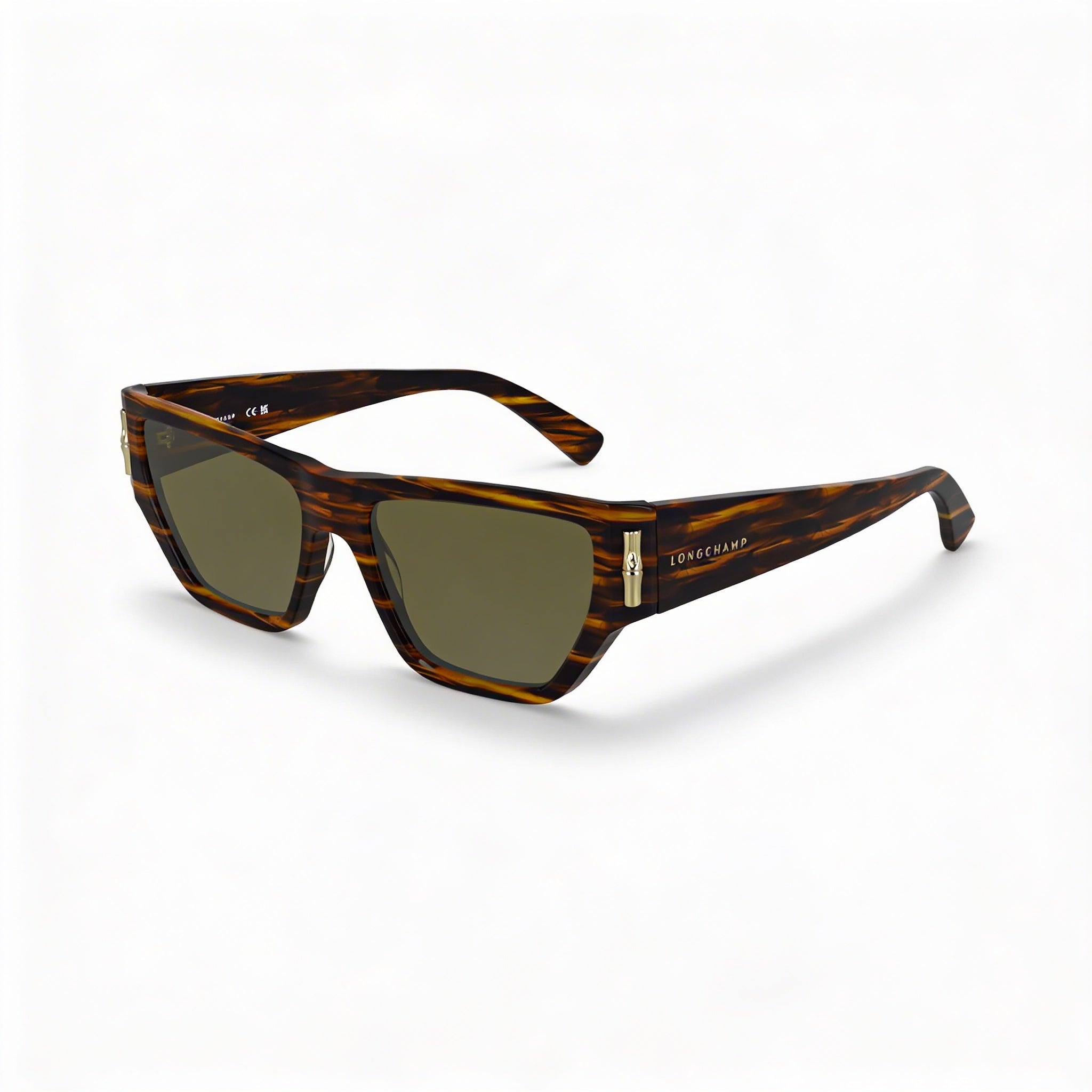 Longchamp Modern LO774S Men's Sunglasses with Striped Brown Modified Rectangle Frame 54-17-140mm, Photo 1