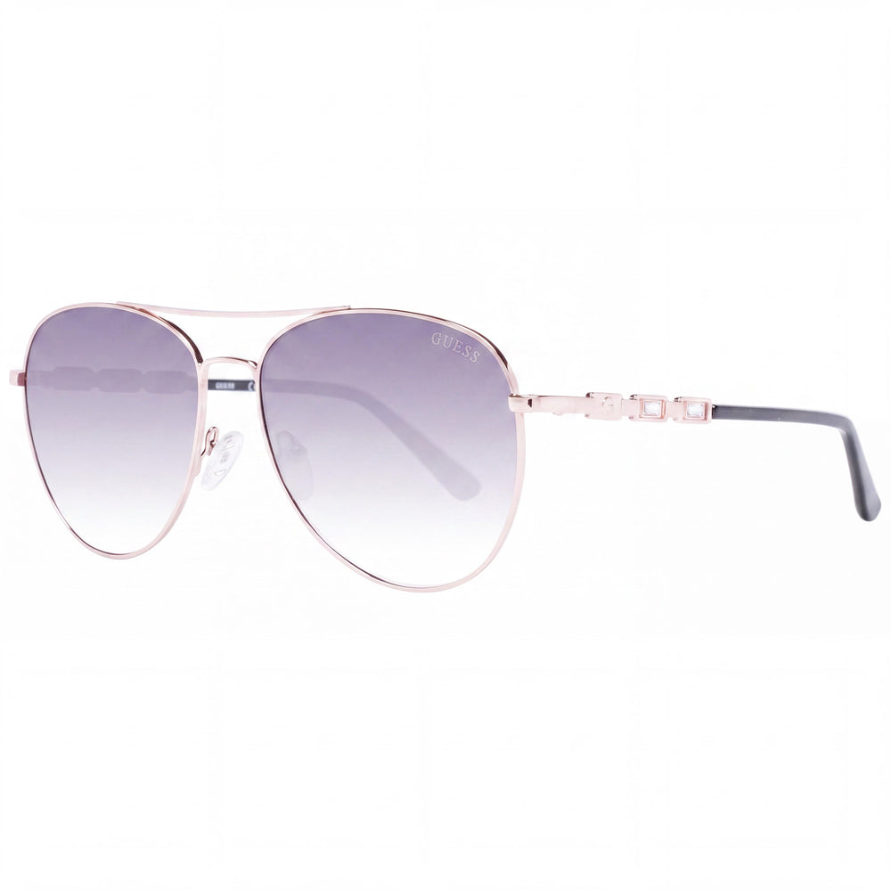 GUESS Gf6143 Women's Pilot Sunglasses with Rose Gold Plastic Frame, Gradient Smoke Lenses, 100% UV Protection, 59mm