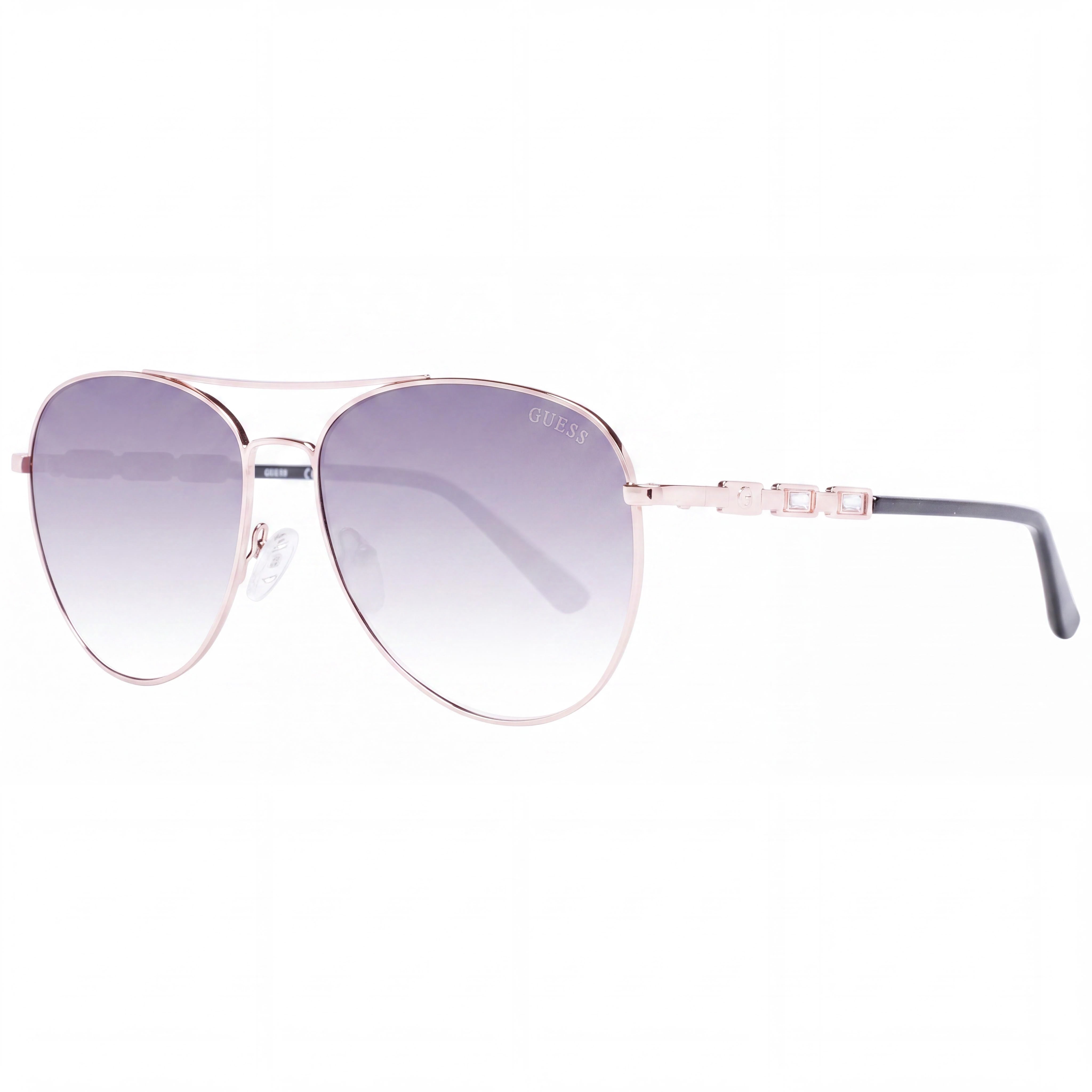 GUESS Gf6143 Women's Pilot Sunglasses with Rose Gold Plastic Frame, Gradient Smoke Lenses, 100% UV Protection, 59mm, Photo 1