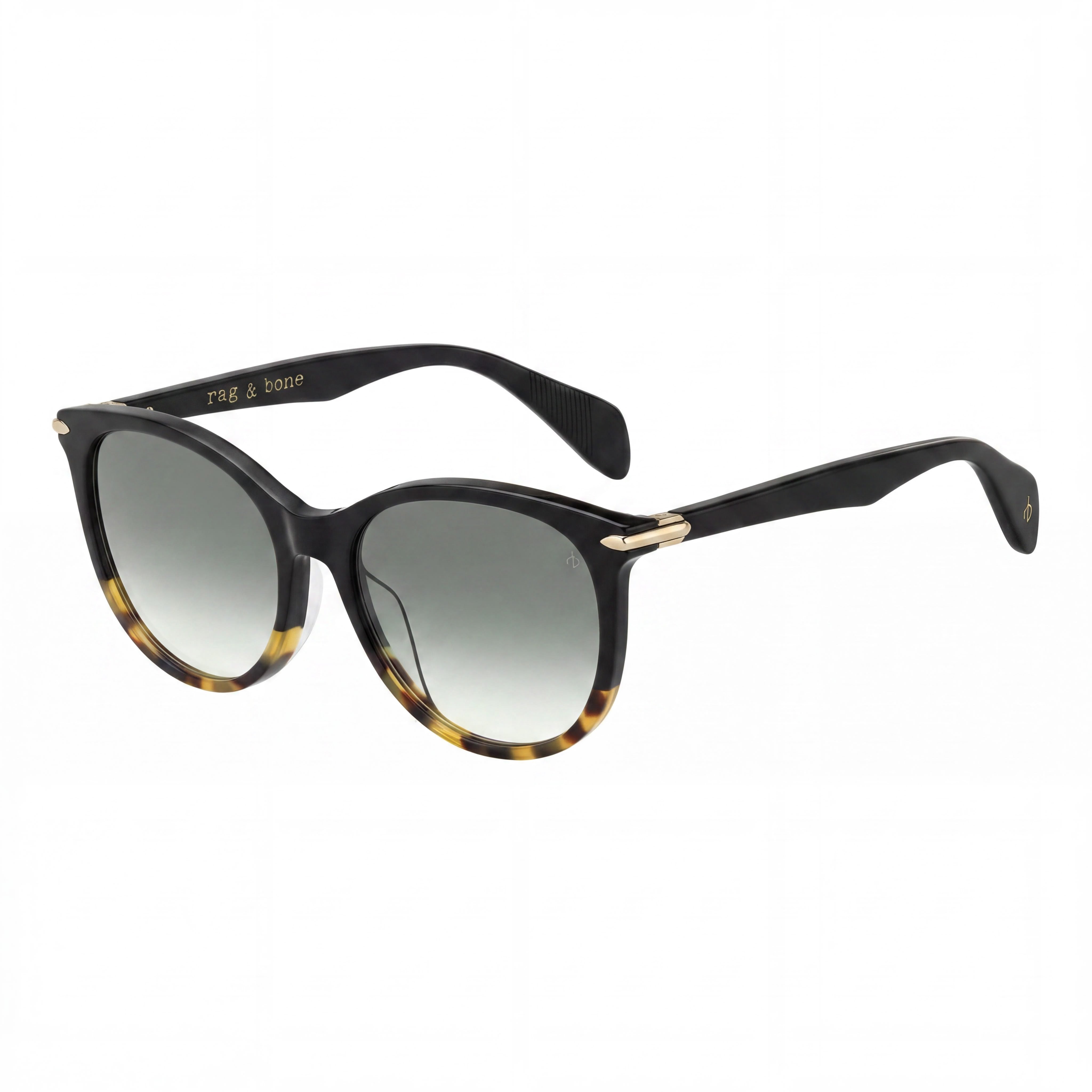 rag & bone Rnb 1020/S Women's Black Acetate Frame Sunglasses with Grey Polarized UV Protection Lenses 54mm, Photo 1