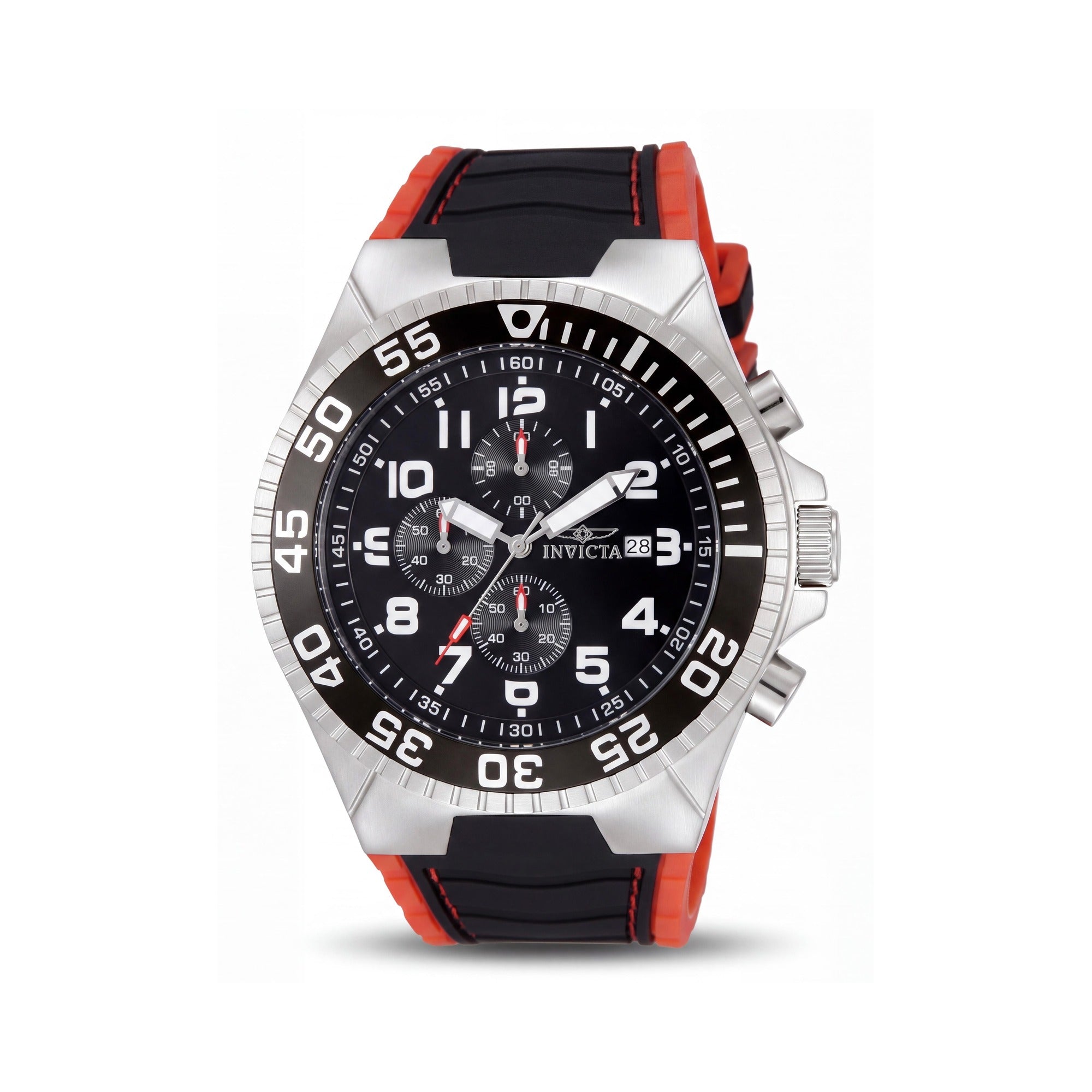 Invicta Pro Diver 12412 Men's 48mm Stainless Steel Black/Red Polyurethane Strap Luminous Dial Watch, Photo 1