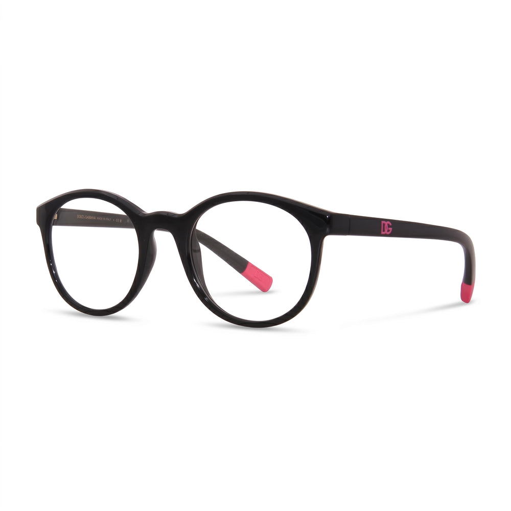 Gafas de sol Dolce &amp; Gabbana DX5095 para mujer, redondas, de plástico, con montura completa y logotipo rosa y negro, filtro de luz azul transparente, 46-19-130 mm