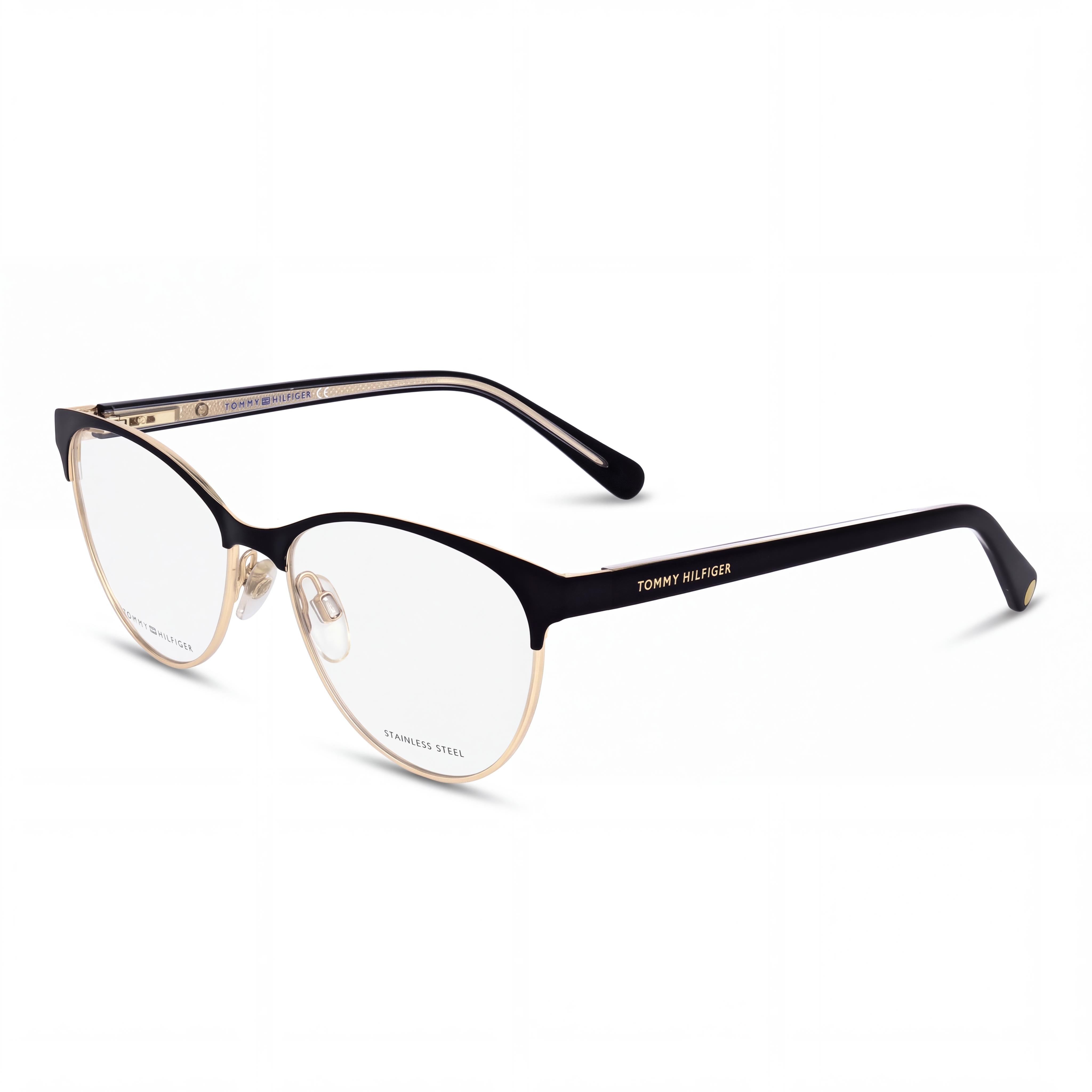Tommy Hilfiger TH 1886 Women's Eyewear with Stainless Steel Frame in Matte Black Gold, 54mm, Photo 1