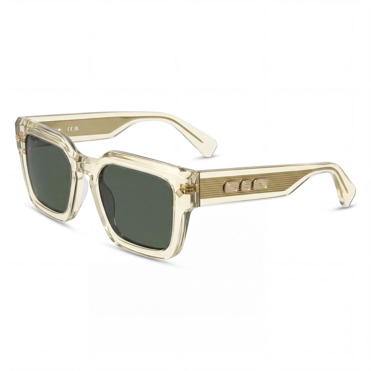 Lacoste L6071s Unisex Transparent Yellow Plastic Frame Green Lenses UV 400 Non-Polarized 52mm, Photo 1