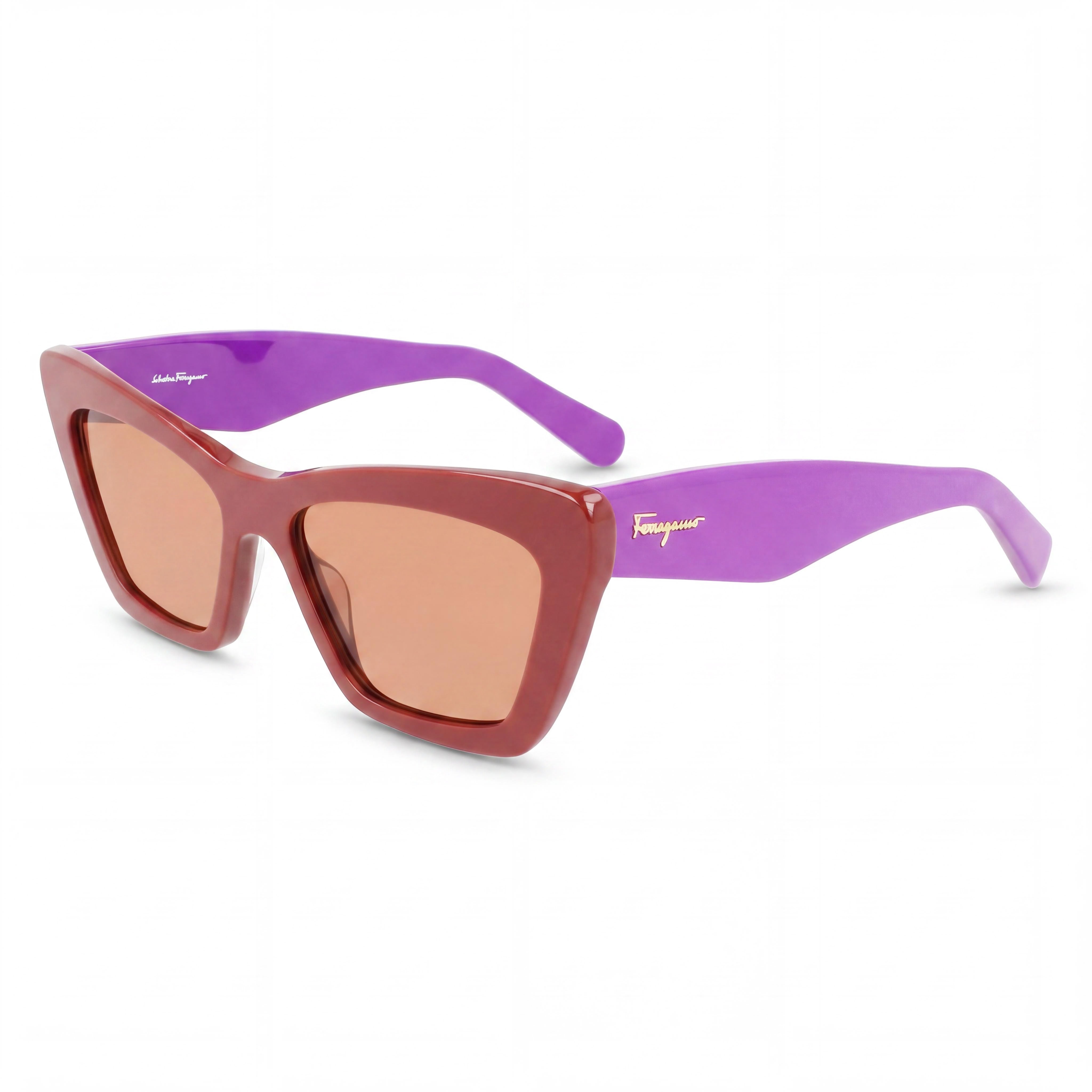 Gafas de sol unisex Salvatore Ferragamo SF929S de acetato de celulosa, color marrón oscuro, violeta y marrón claro, sin polarizar, con protección UV, 55 mm, Photo 1
