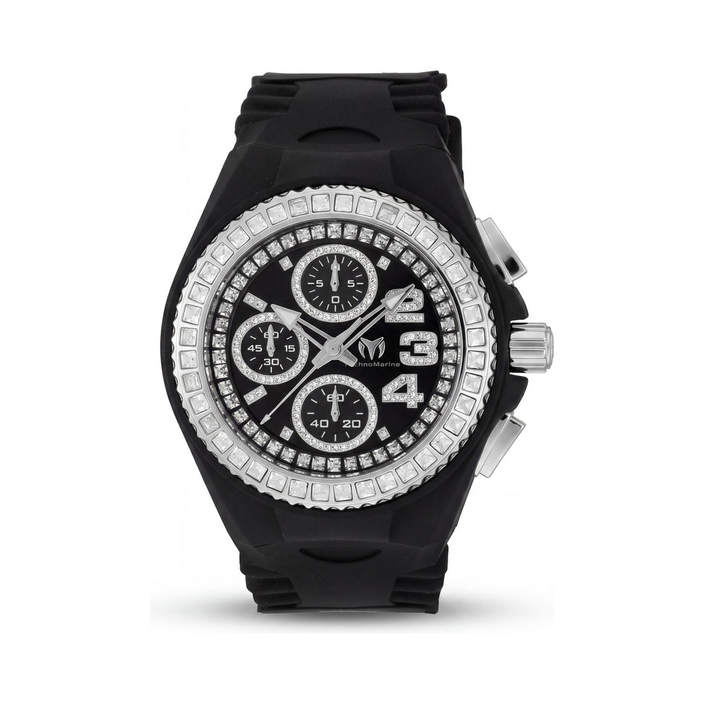 Technomarine Cruise TM-121192 40mm Unisex Chronograph Silver Case Black Dial Silicone Strap Watch