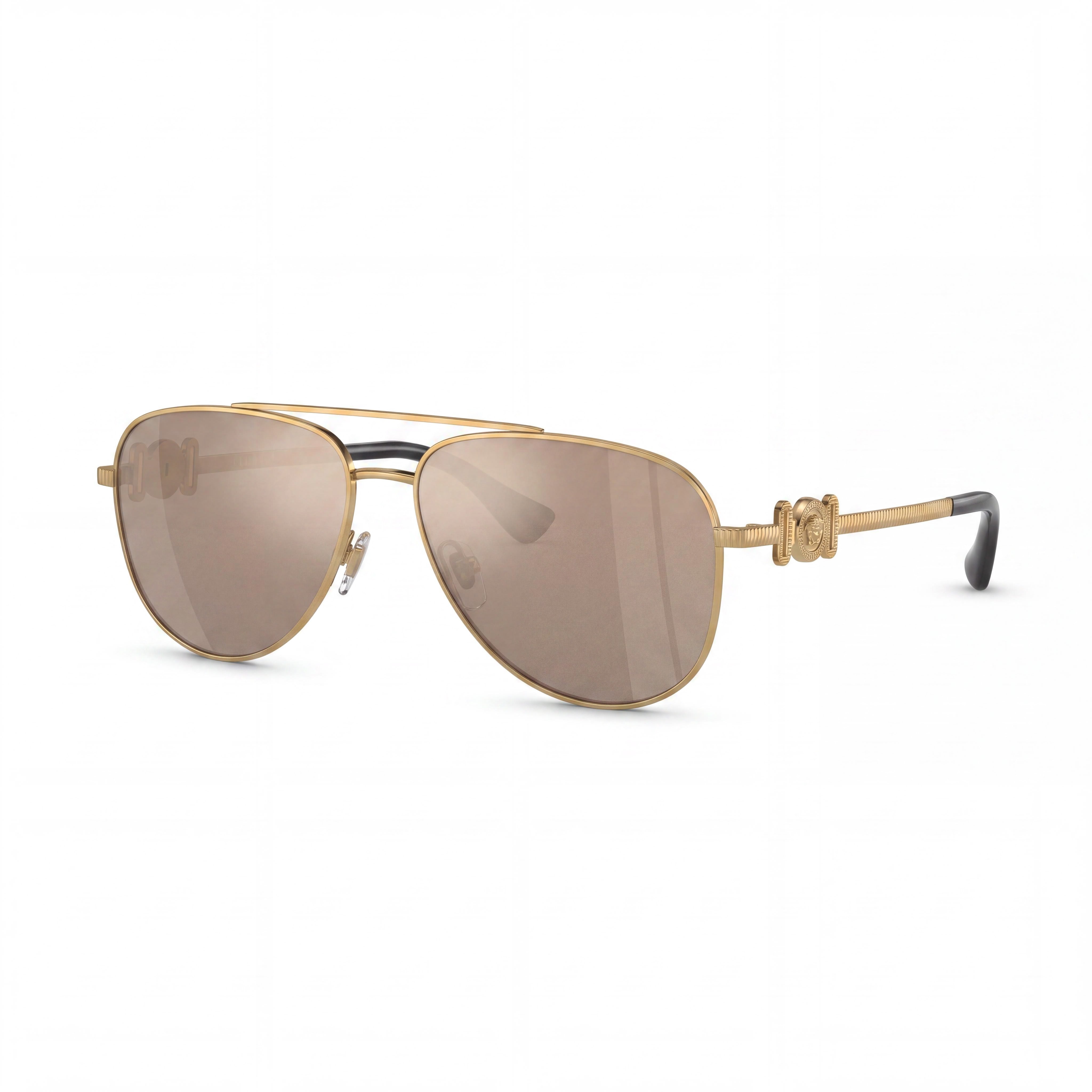 Versace Contemporary Unisex Multi-Coloured Metal Full Rim Brown Mirror Lens UV Protected Sunglasses 52mm, Photo 1