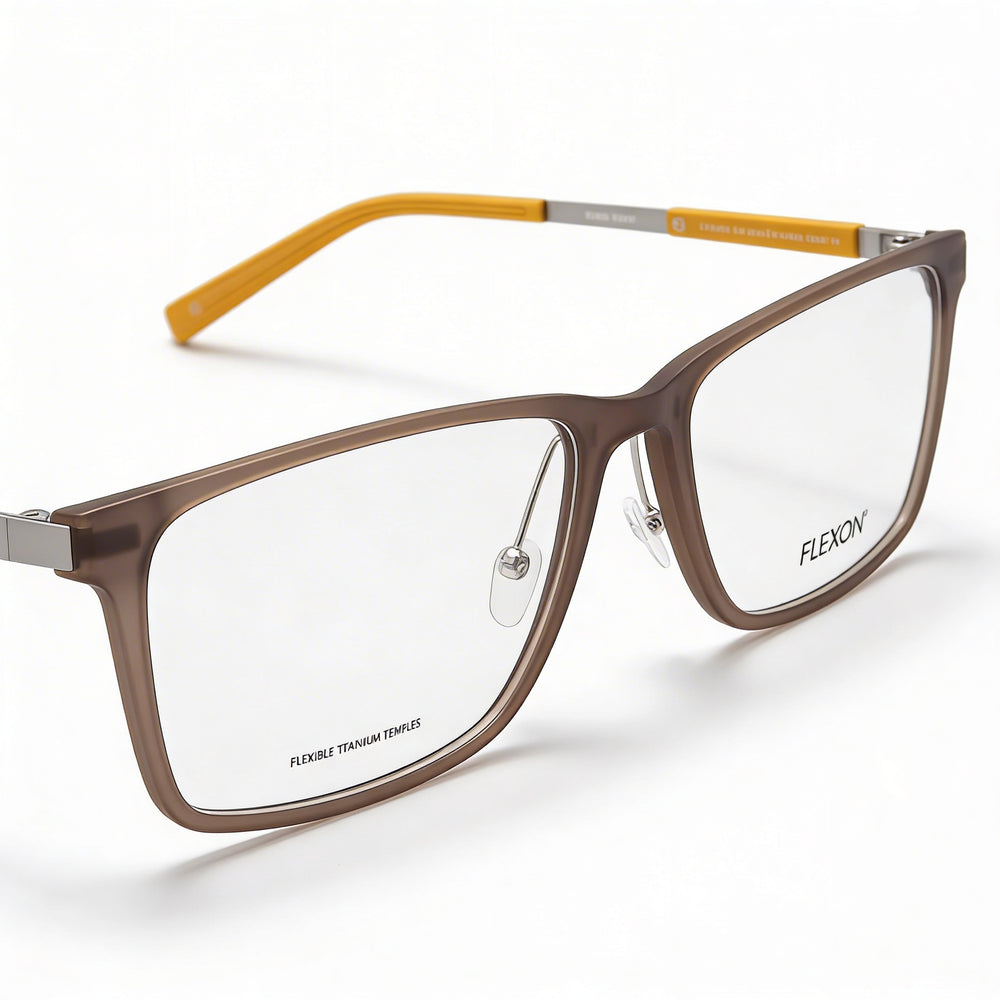 Flexon Ep8005 Unisex Acetate Matte Crystal Taupe Eyeglasses 57mm