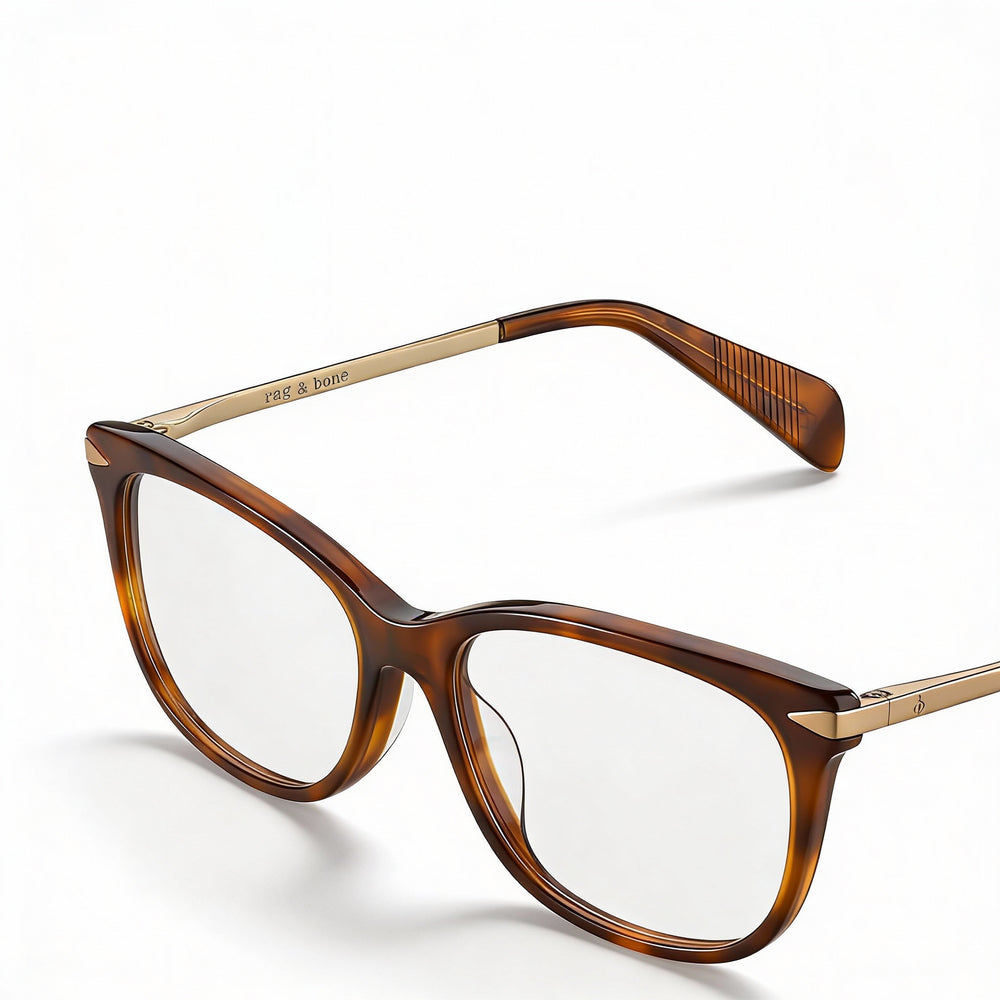 Rag & Bone Rnb 3006 - Montura de metal para mujer, color amarillo, dorado habano, transparente, sin montura óptica, 54 mm