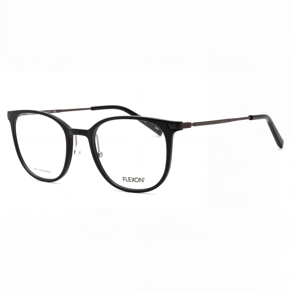 Flexon Ep8002 Unisex Acetate Optical Frames, Shiny Black, Prescription Ready with Clear Demo Lenses, 52mm
