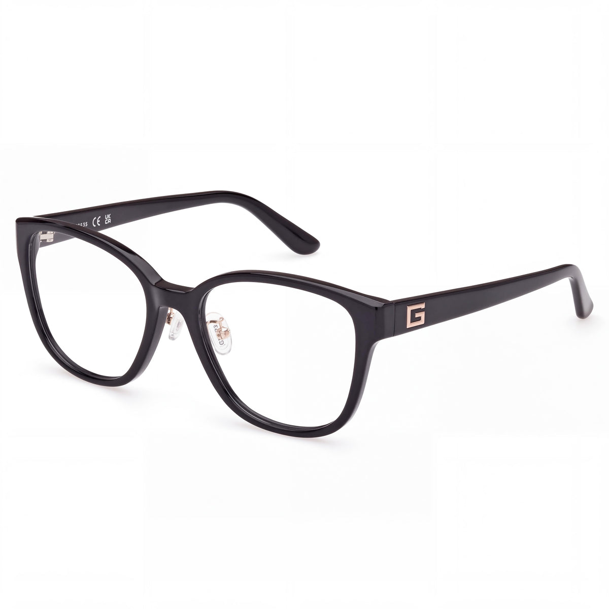 GUESS Gu2992-d Men's Shiny Black Plastic Frame Eyeglasses with Clear Lenses, 54mm Lens Width, Photo 1