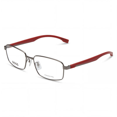 Hugo Boss Boss 1470/f - Montura de gafas unisex rectangular de acero aleado, color rutenio oscuro mate, talla 38-17-150