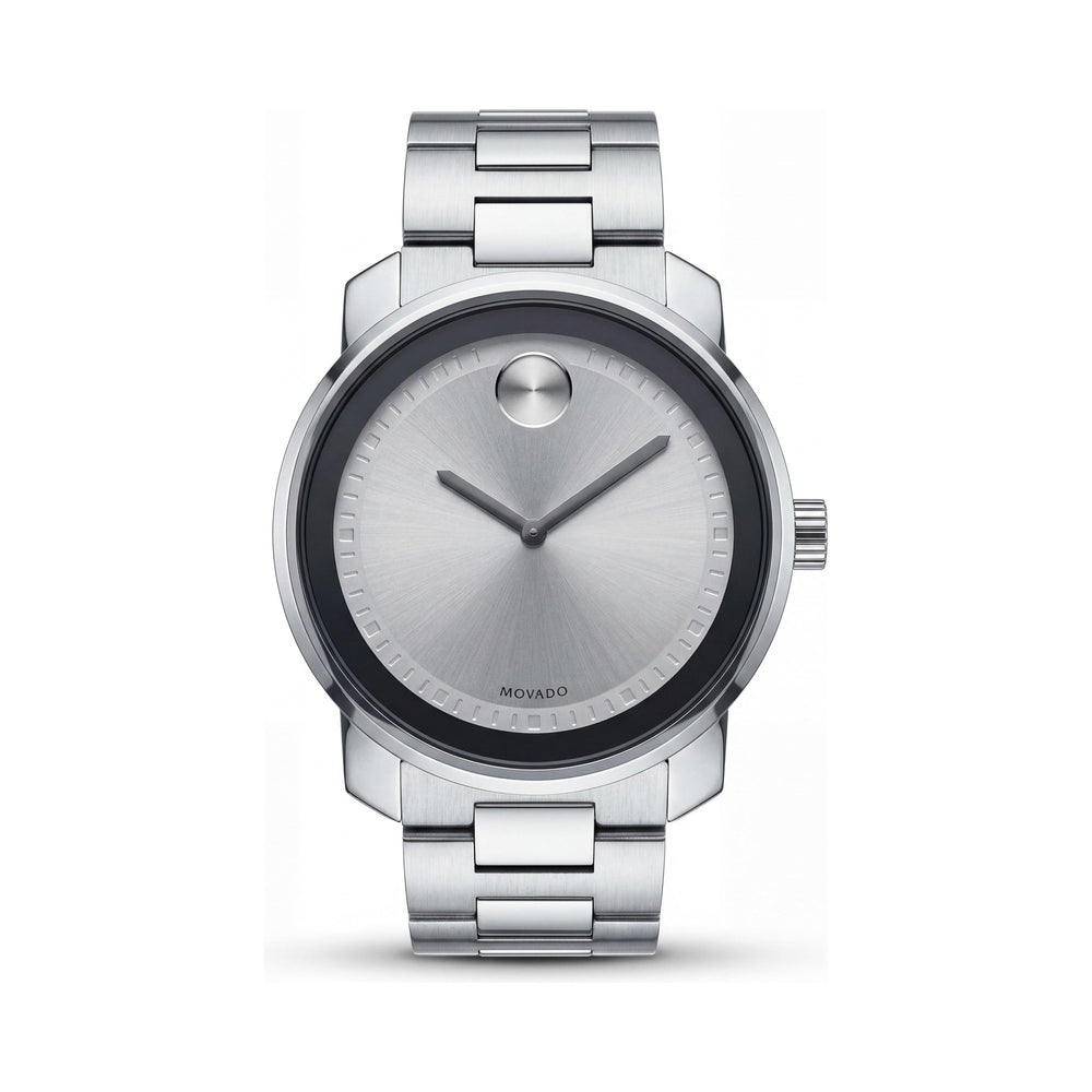 Reloj Movado Bold 3600257 para hombre, de 42 mm, acero inoxidable, esfera plateada, cuarzo, cristal K1, resistente al agua 30 m