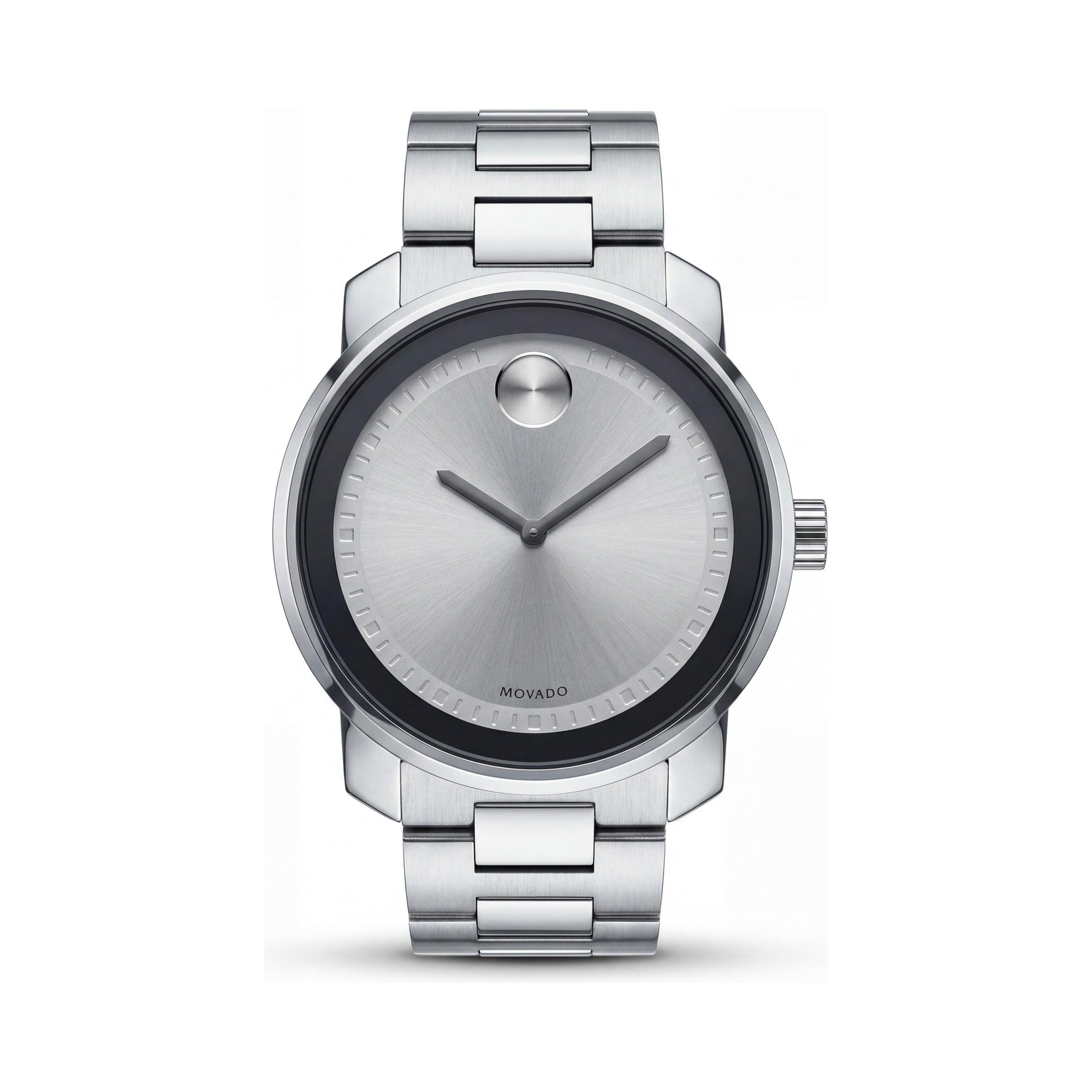 Movado Bold 3600257 Men's 42mm Stainless Steel Silver Dial Quartz K1 Crystal Water Resistant 30m Watch, Photo 1