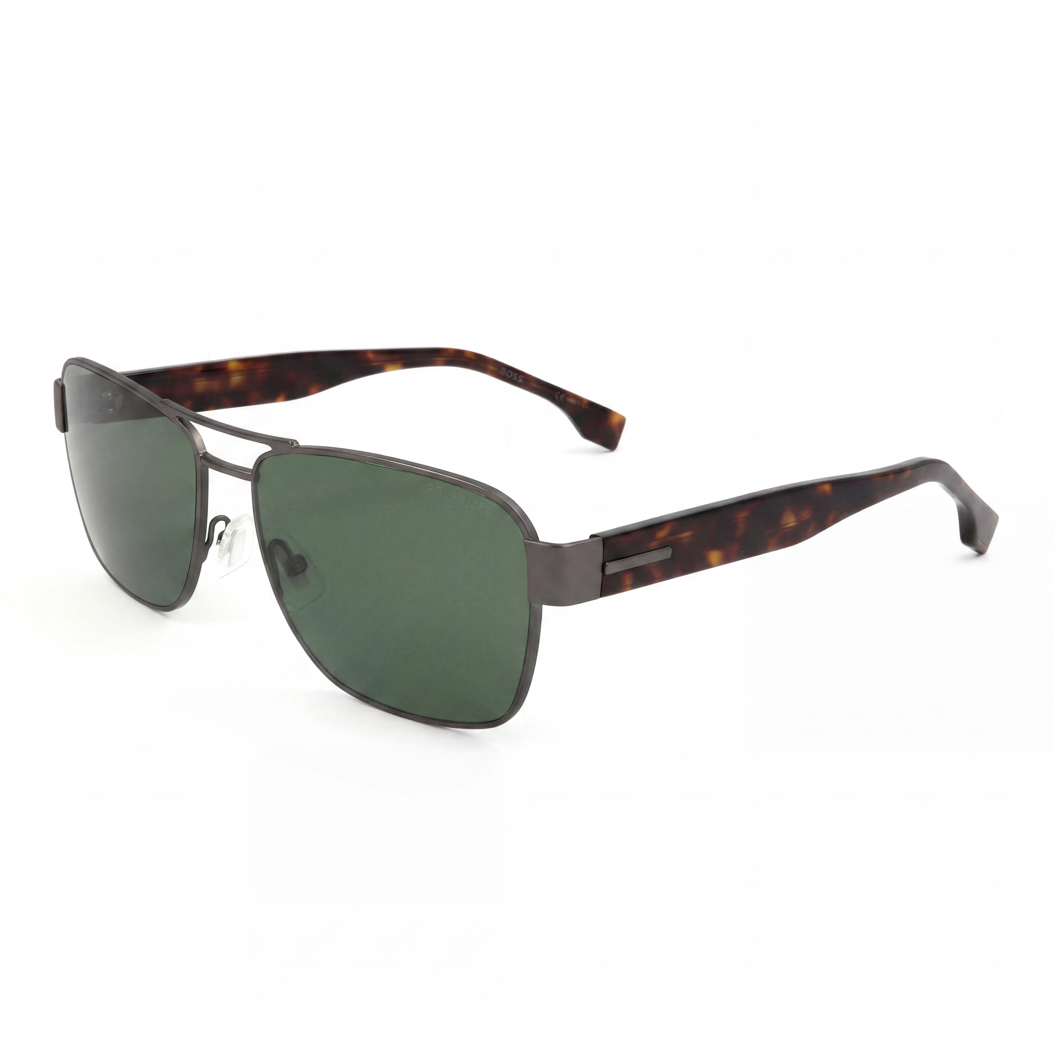 Hugo Boss Modern Unisex Havana Stainless Steel Green Lens UV Protected Sunglasses 60mm, Photo 1