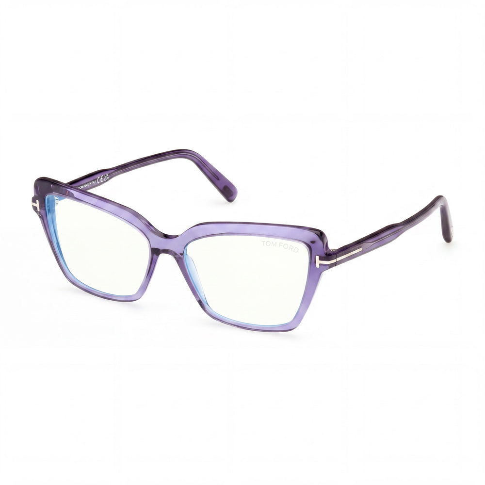 Gafas de sol Tom Ford FT 5948-B BLUE BLOCK para mujer, color violeta transparente, con filtro de luz azul, 55 mm