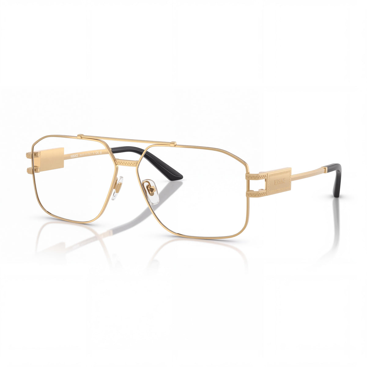 Versace Luxury Gold Unisex Eyeglasses with Gold Stainless Steel Frame and Clear Lenses 59-13-140, Photo 1