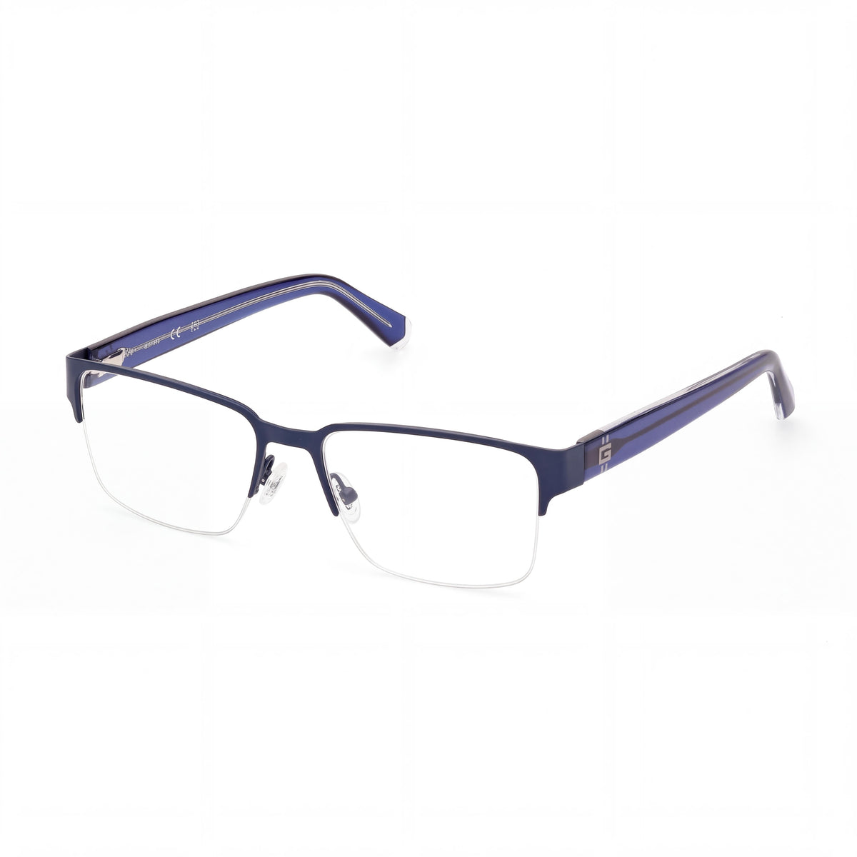 GUESS Gu50095 Gafas para Hombre con Montura de Metal Azul Mate Brillante y Lentes no Graduadas de 53 mm, Photo 1