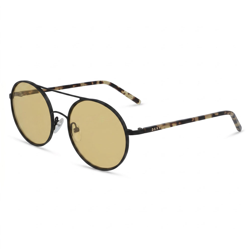 Gafas de sol redondas de plástico amarillo clásicas para mujer DKNY 52 mm