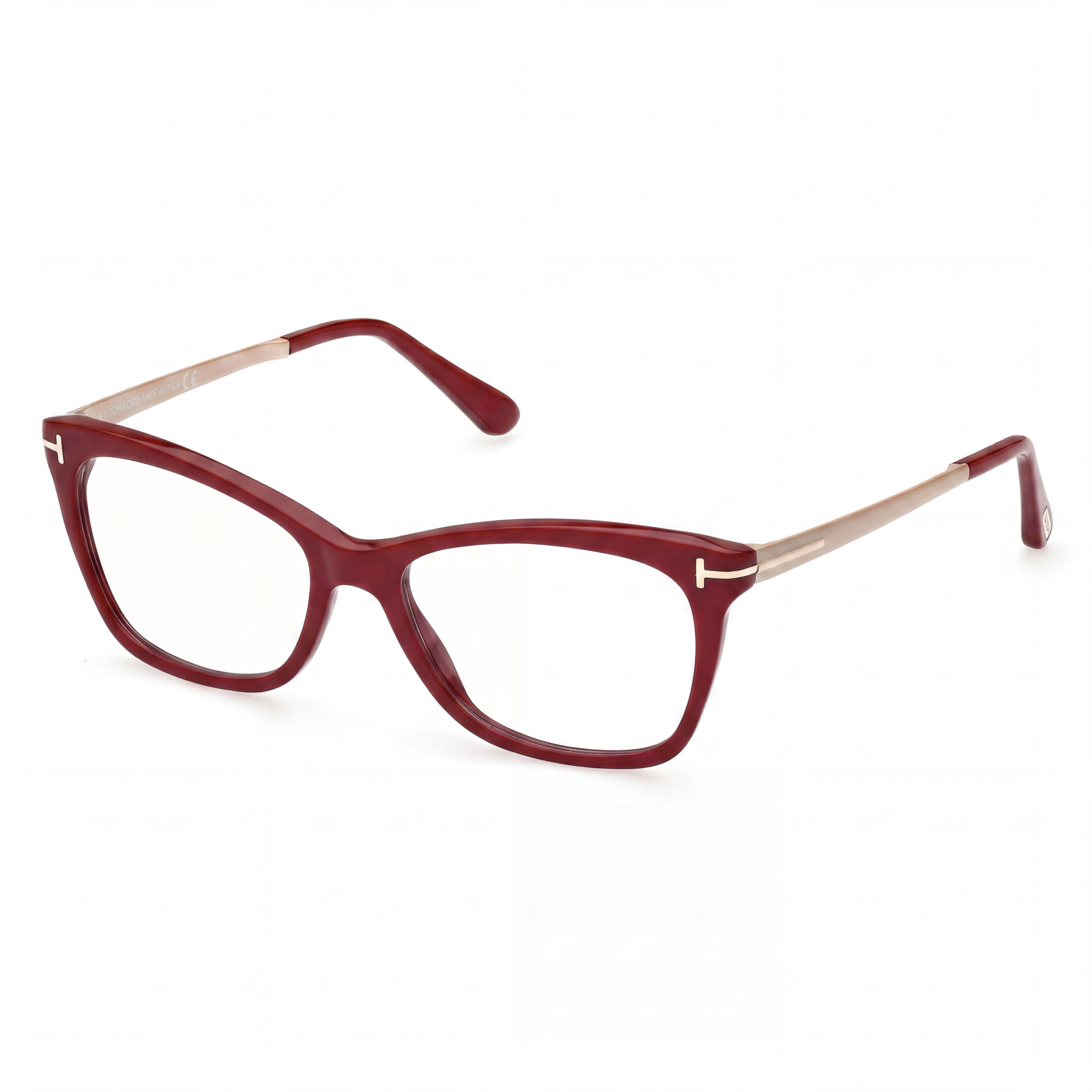 Tom Ford Ft5353 Men's Plastic Eyewear Frame, Bright Burgundy, Matte Pale Gold, Blue 54mm, Photo 1