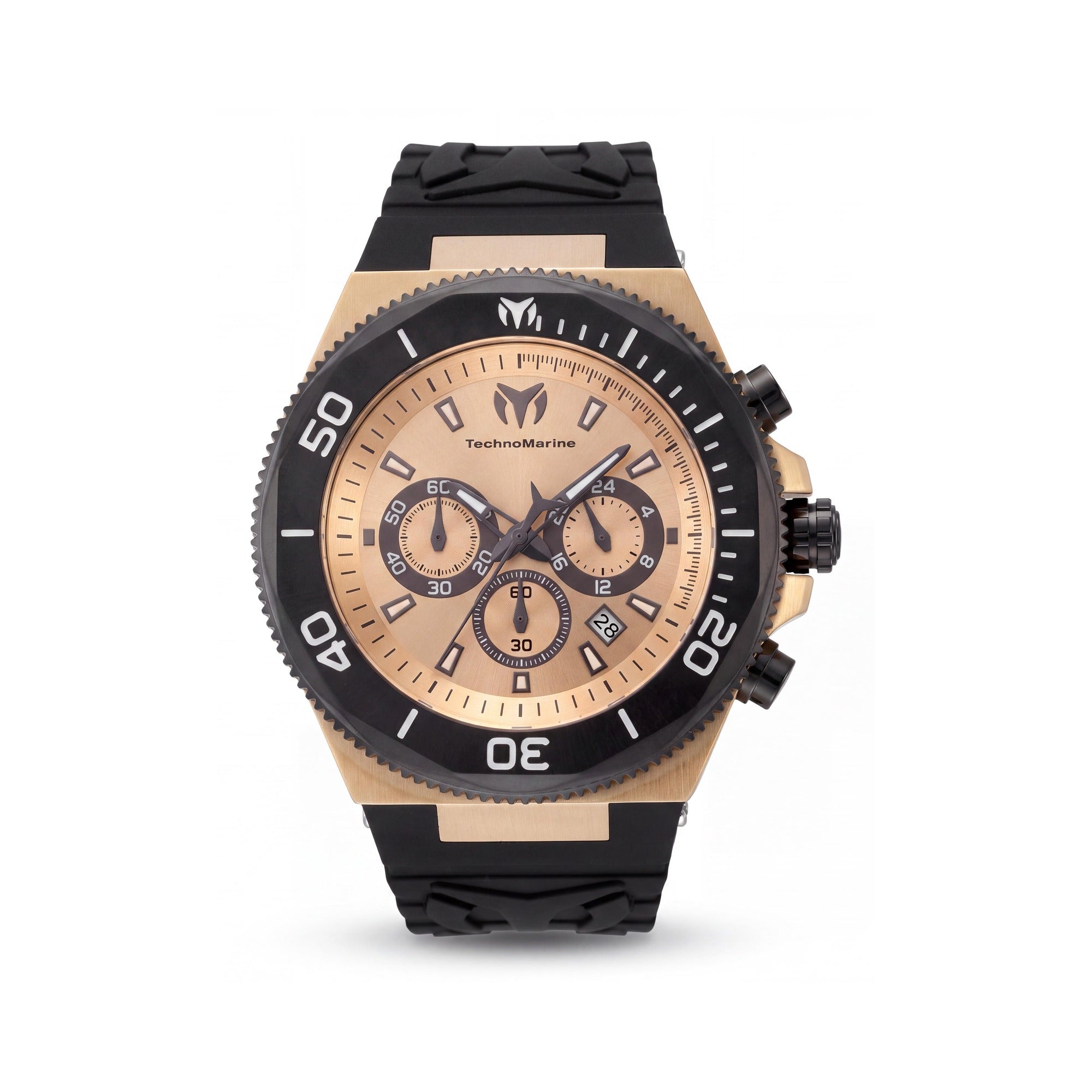 Technomarine Manta TM-224020 Men's 49mm Gold Dial Stainless Steel Case Silicone Strap Quartz 10 ATM Water Resistant Watch, Photo 1