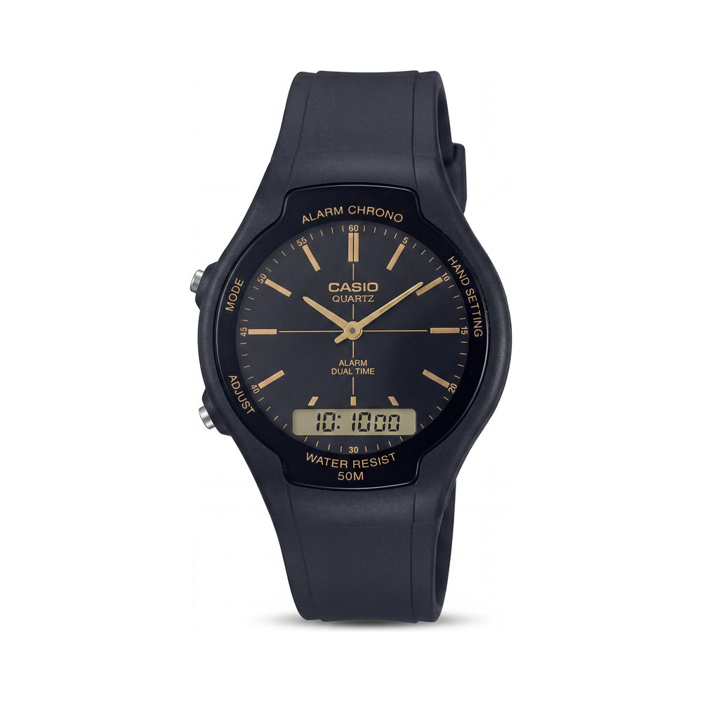 Casio AW-90H-9EVDF Men's Black Resin Quartz Watch, 39mm