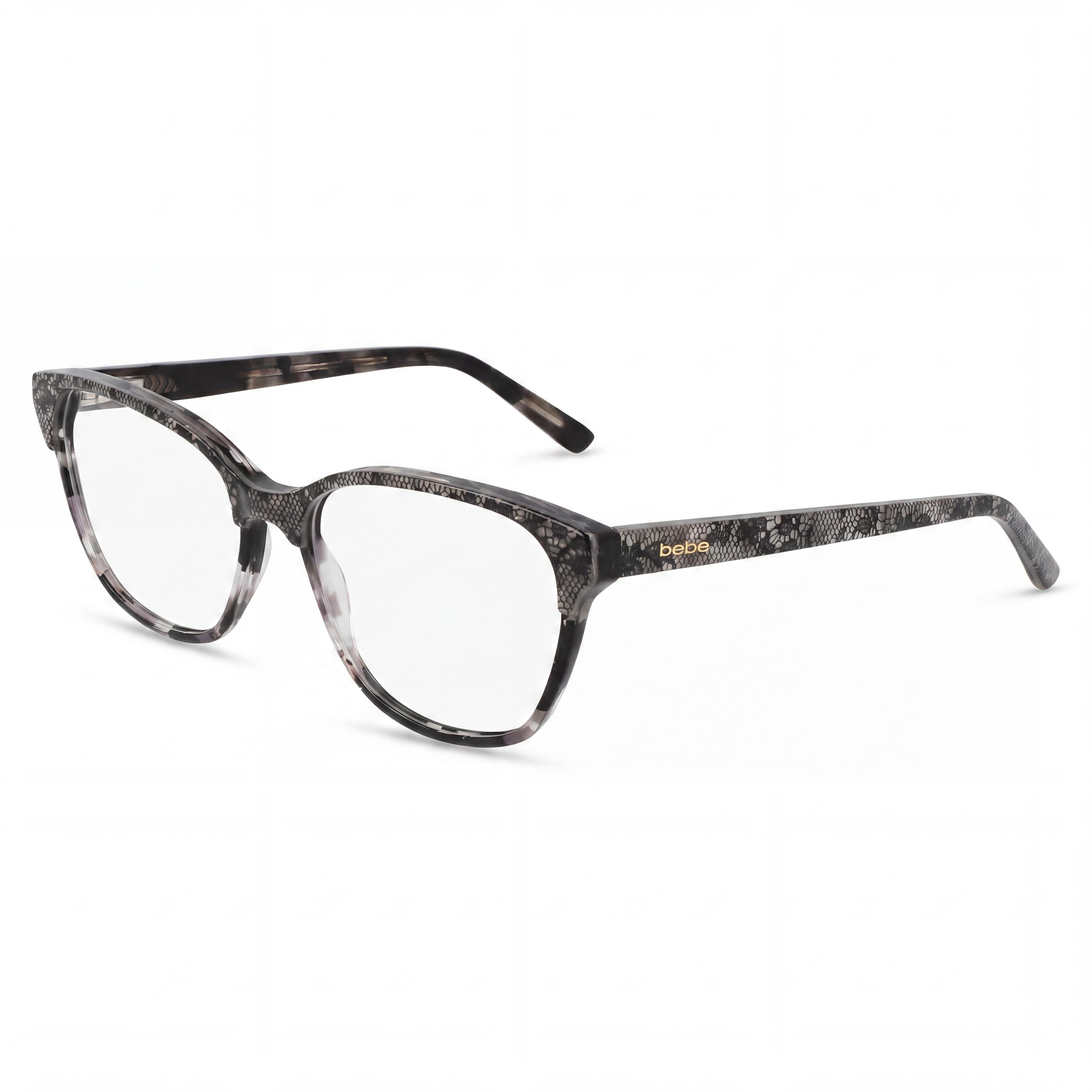 BEBE Bb5220 Gafas ópticas para hombre con montura de acetato de primera calidad, color Jet Lace, 55 mm de ancho de lente, Photo 1
