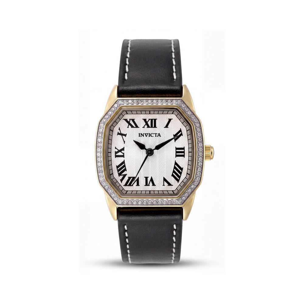 Invicta Wildflower 50593 Reloj de cuarzo de acero inoxidable para mujer con correa de cuero, esfera plateada, 27 mm