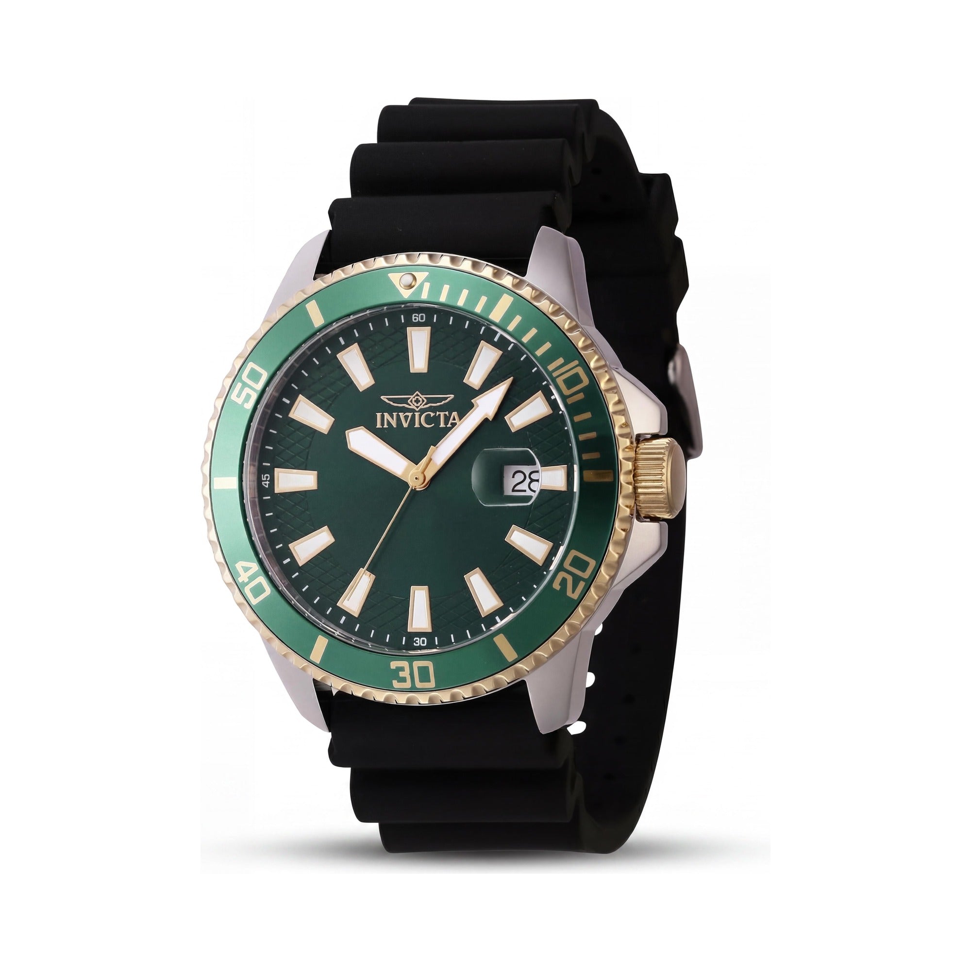 Reloj Invicta Pro Diver IN-46134 para hombre, informal, caja plateada, esfera verde, correa de silicona negra, resistente al agua, 45 mm, Photo 1