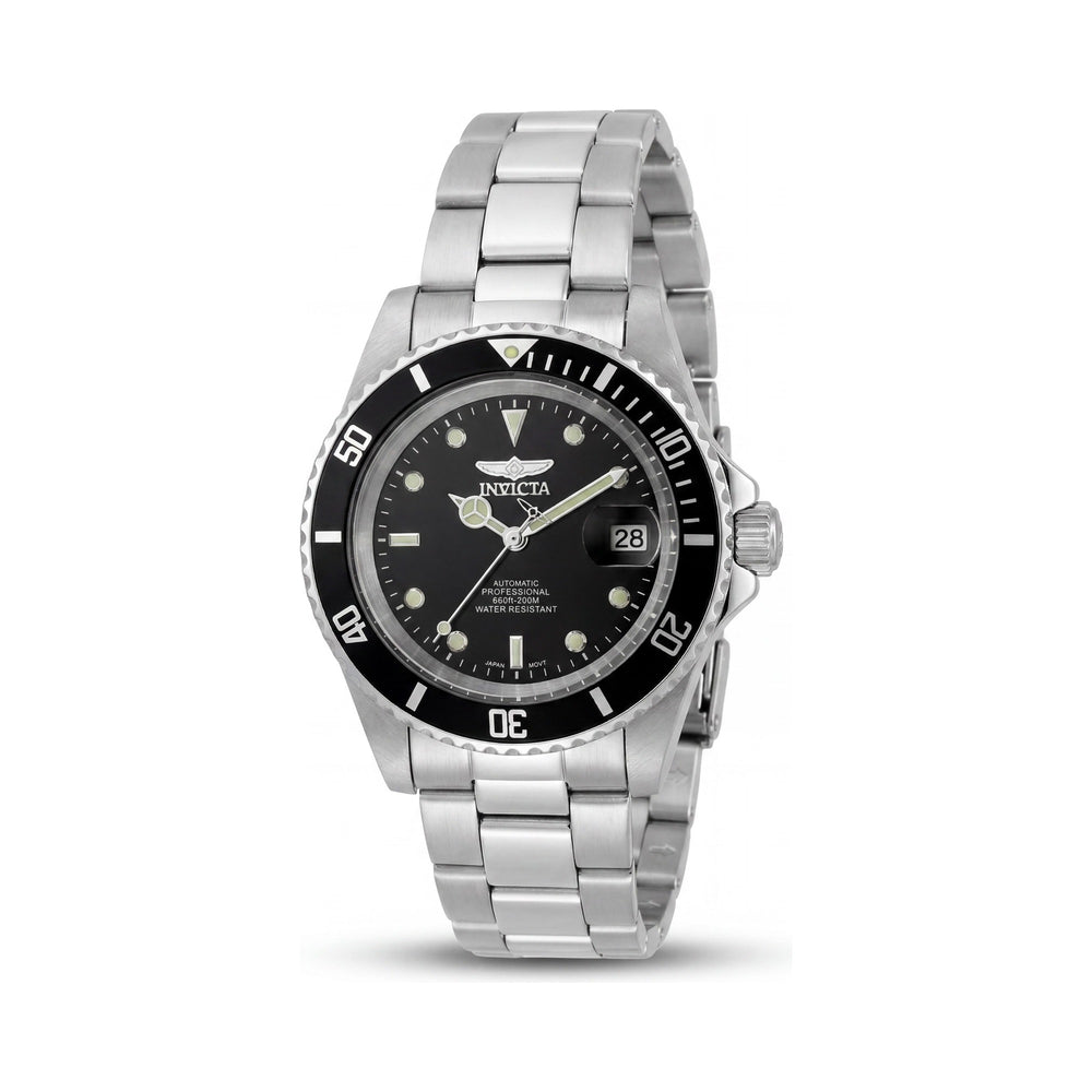 Invicta Pro Diver Unisex Mechanical Automatic Watch, Black Silver, Chronograph, Water Resistant 200M, 40mm Case