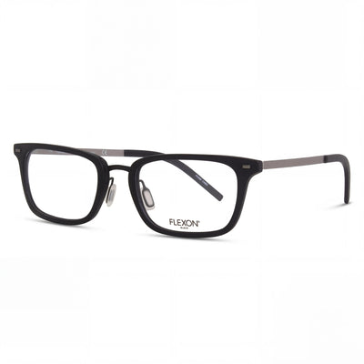 Gafas unisex Flexon B2021 con montura completa, rectangular, de metal y color negro, de policarbonato, no polarizadas, 54-20-145 mm