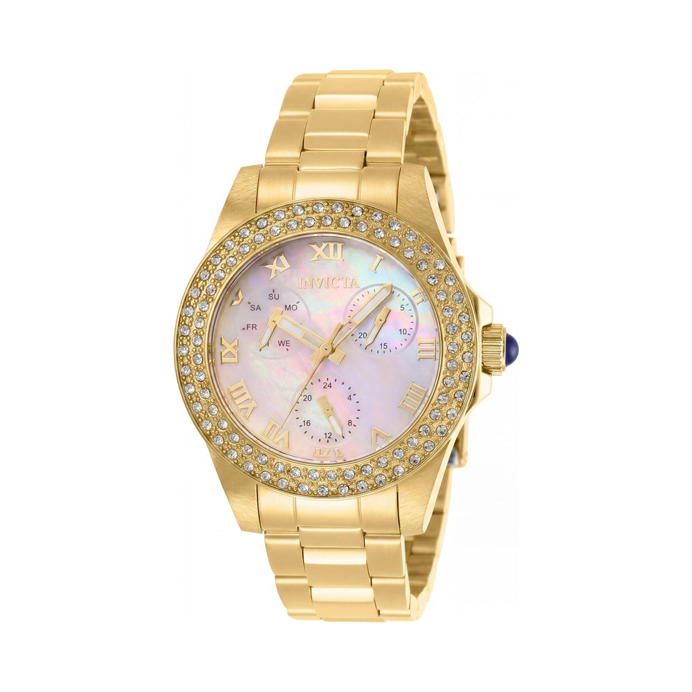 Invicta Angel Quartz Watch 28481 Women's Gold Stainless Steel, Mother of Pearl Dial, Chronograph, Luminous, 34mm