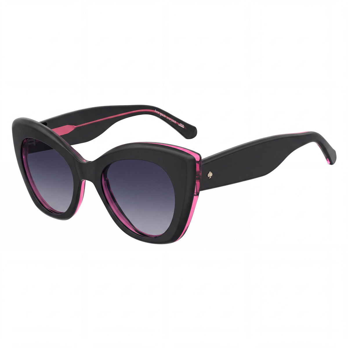 kate spade new york Ks Dominica/S Rectangular Browline Women's Black Pink Acetate Lightweight Dark Grey 100% UV 49-20-140, Photo 1