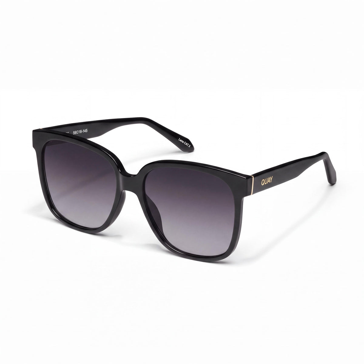 QUAY AUSTRALIA Wide Awake Women's Black Injection Oversized Smoked Polycarbonate UV Protected Sunglasses, Photo 1