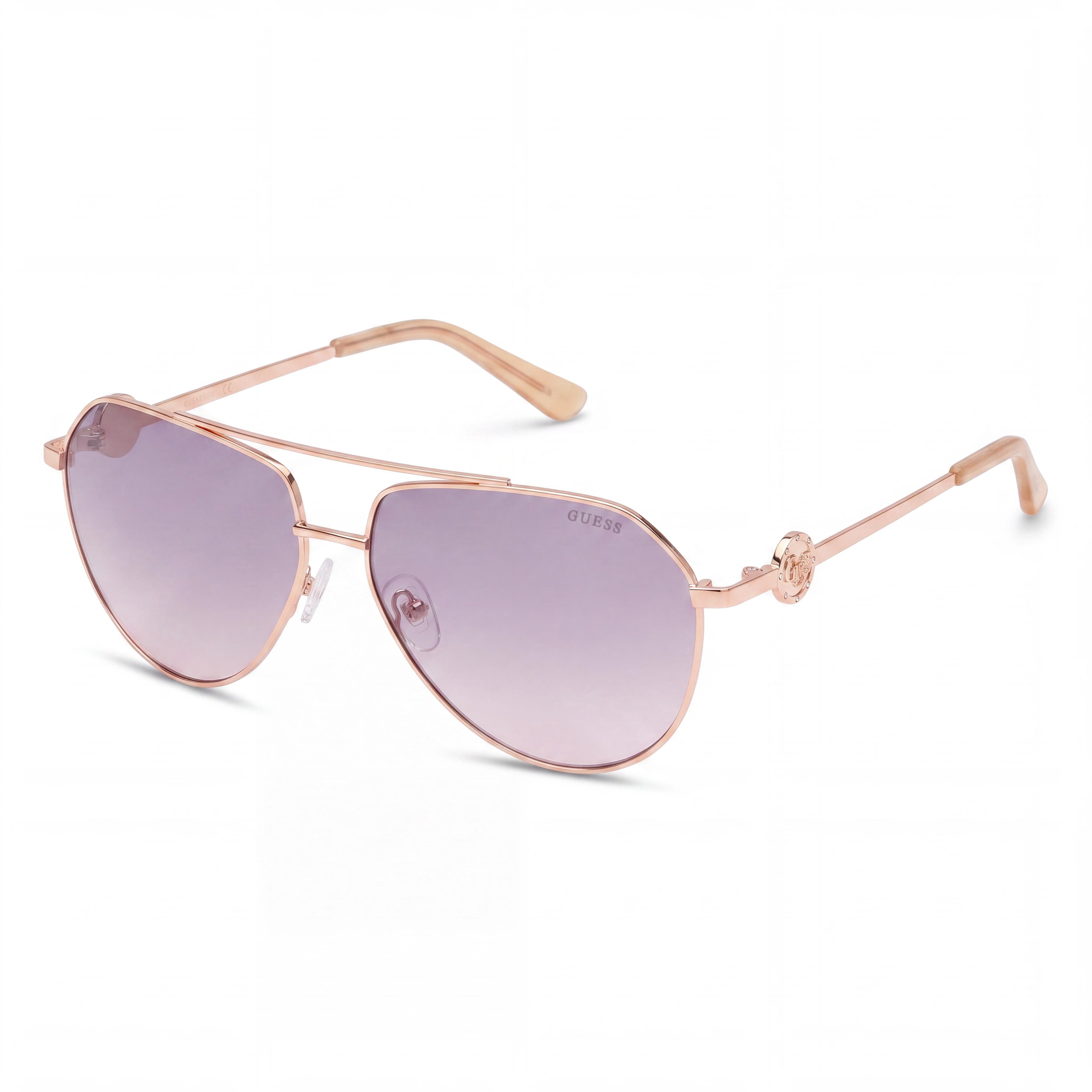 GUESS Protection Oversized Mosaic Aviator Rose Gold Plastic Frame and Lenses Sunglasses for Women 62mm, Photo 1