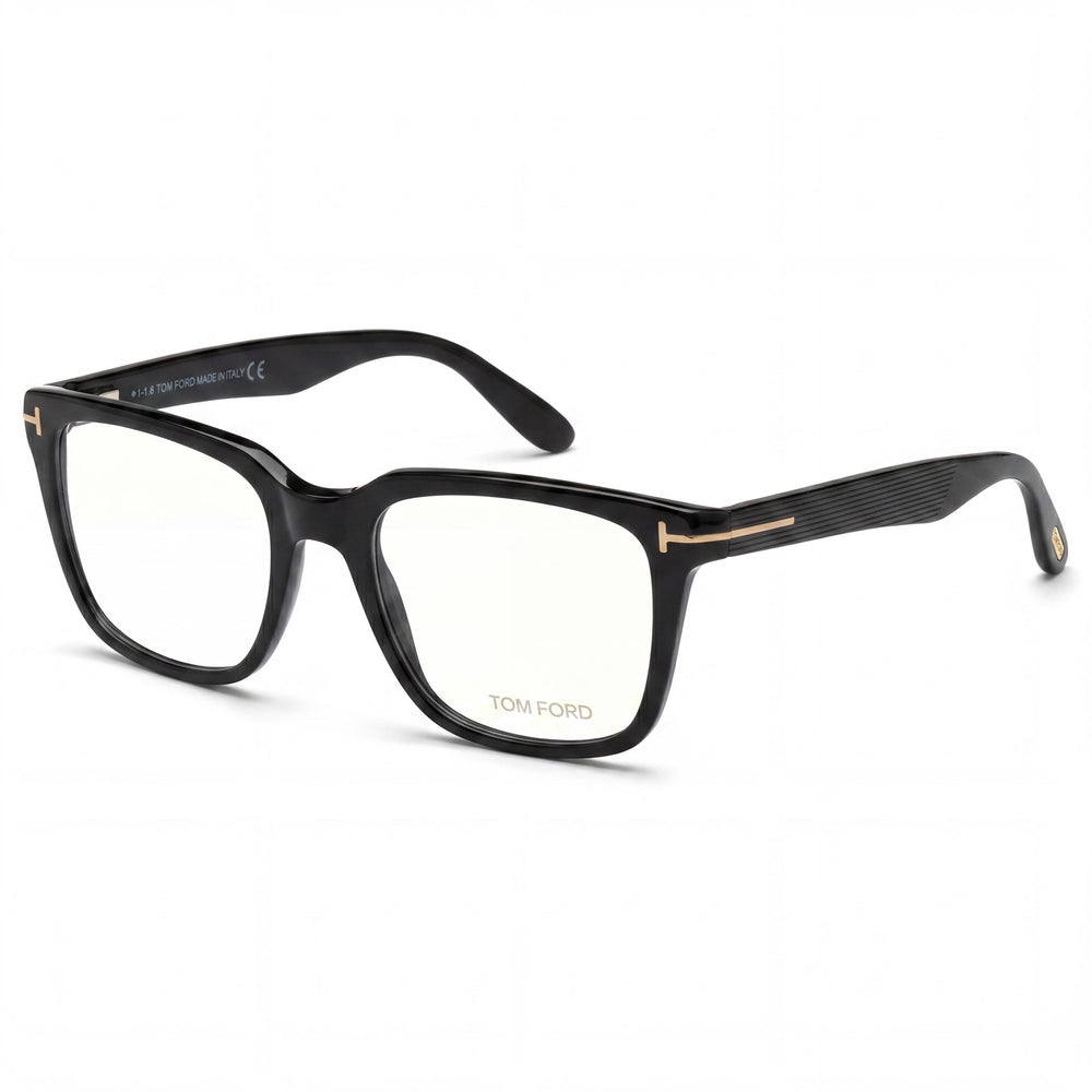 Tom Ford FT5304 001 Unisex Black Full Rim Plastic Frame Eyeglasses with Clear Composite Lenses, 54mm Lens Width