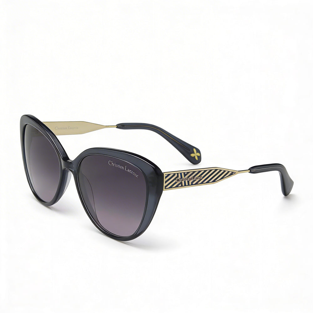 Christian Lacroix Glam Women's Crystal Grey Plastic Frame Gradient Non-Polarized UV Protection Sunglasses