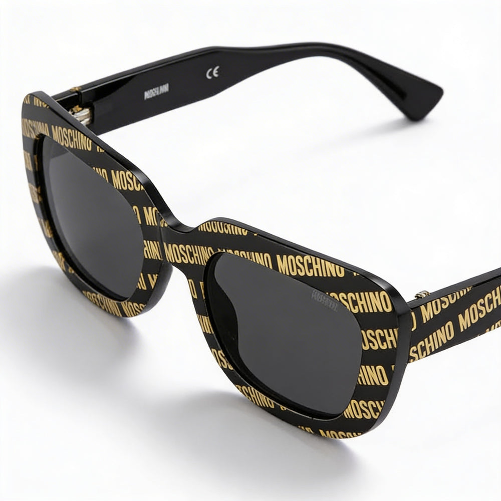Moschino MOS132/S Gafas de sol de mariposa de plástico negro con diseño para mujer, no polarizadas, con protección UV, 53 mm